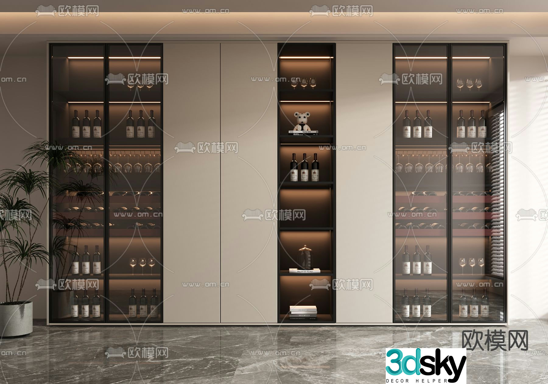 Modern wine cabinet sideboard 3d model