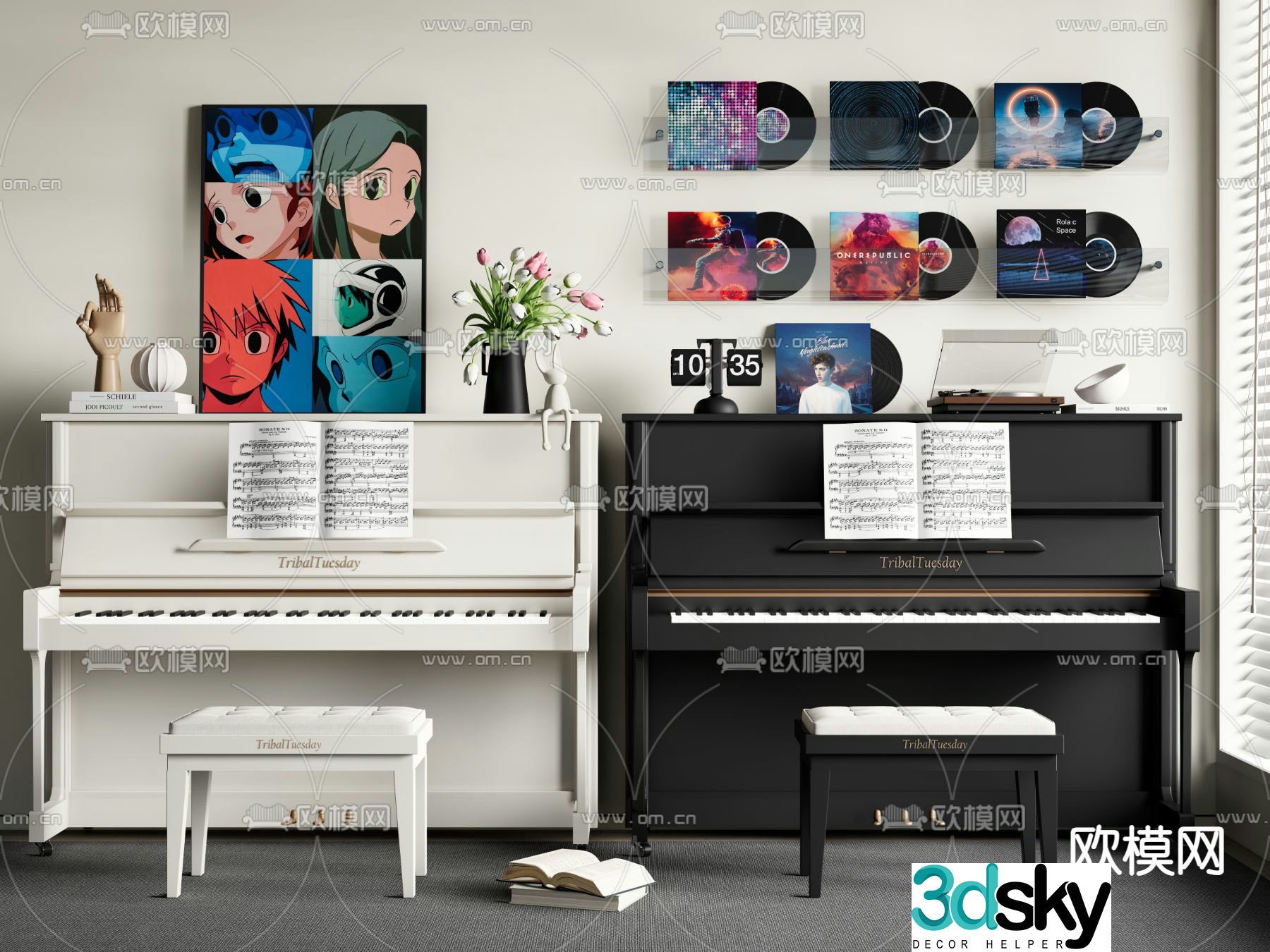 Modern piano electronic piano 3d model