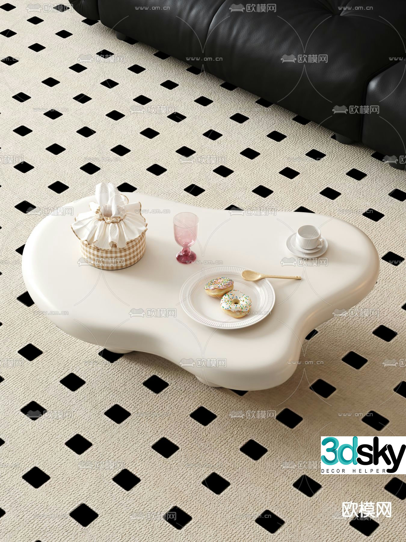 Cream style coffee table 3d model