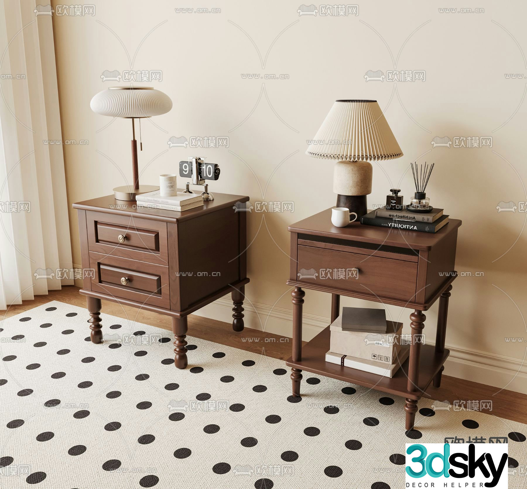 Medieval style bedside table 3d model