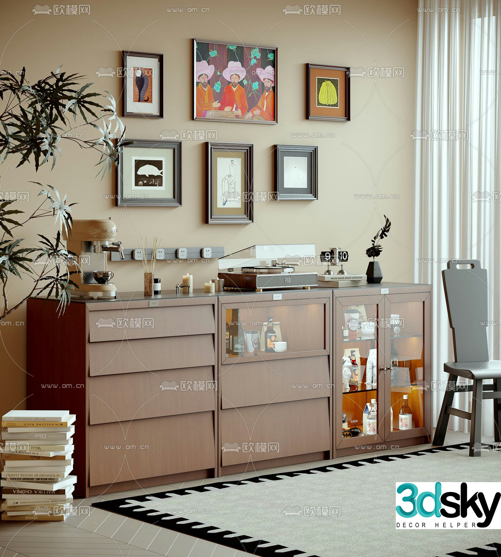 Medieval style sideboard 3d model
