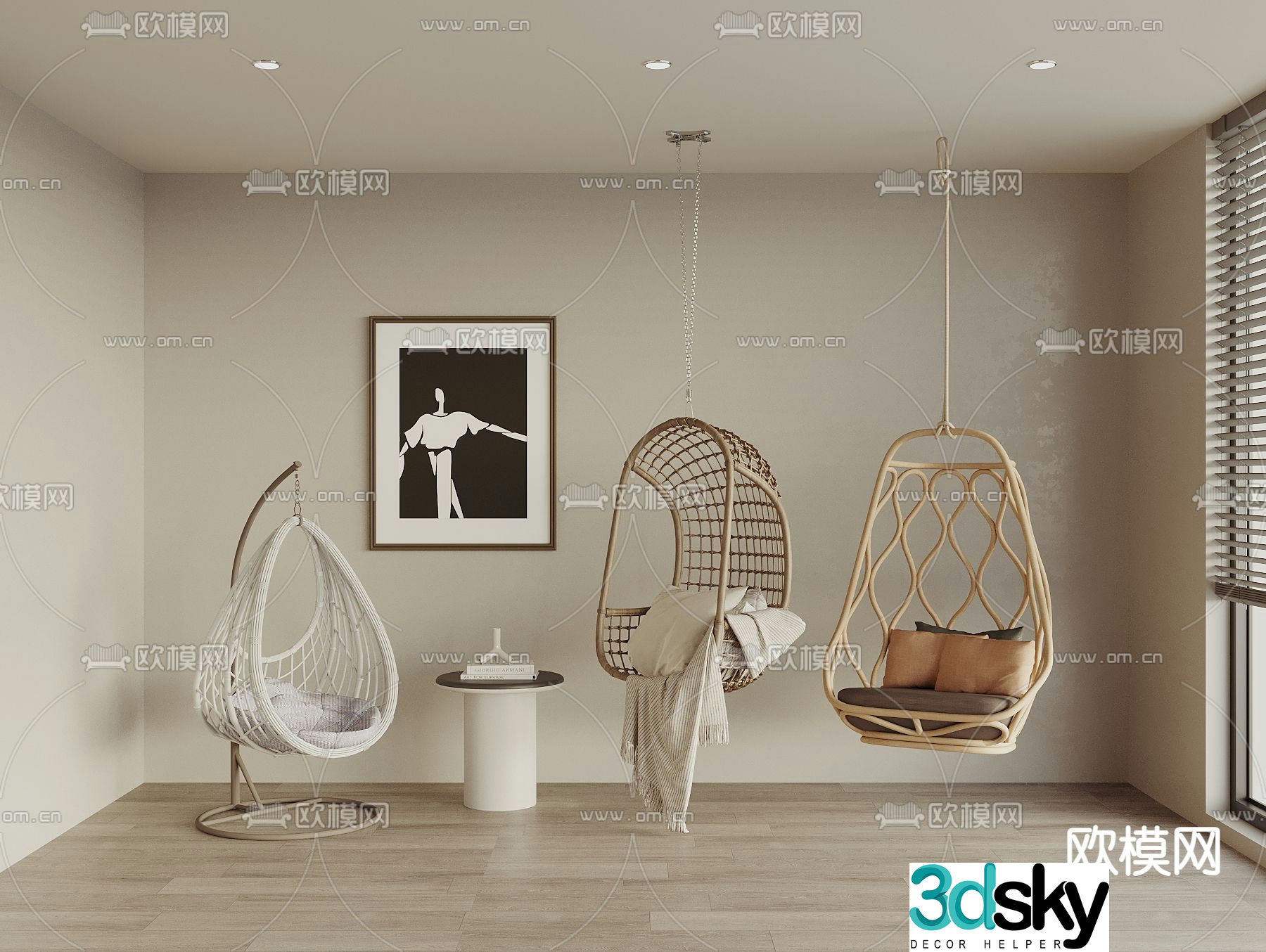 Modern hanging chair swing chair 3d model
