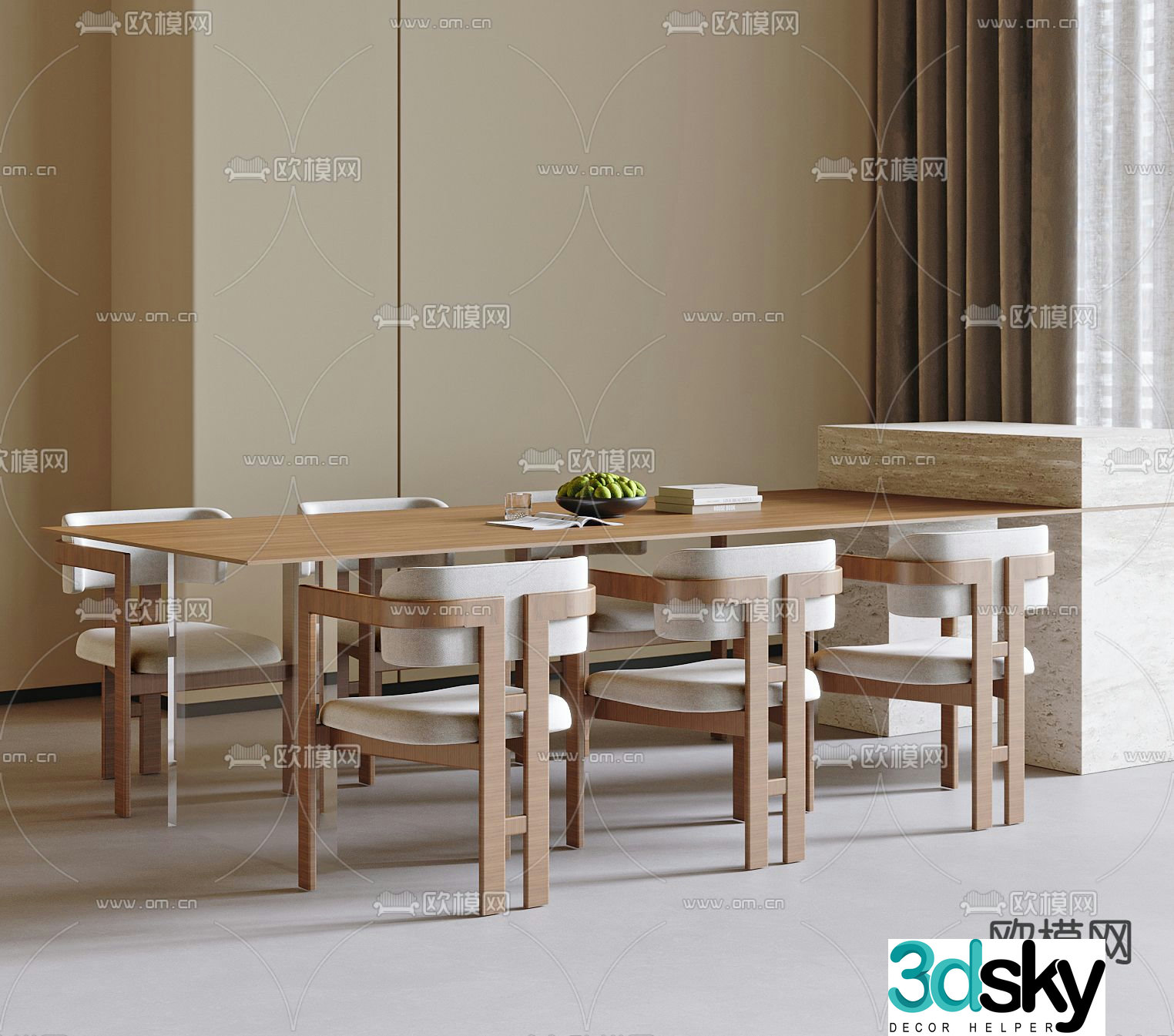 Nakajima dining table and chairs 3d model