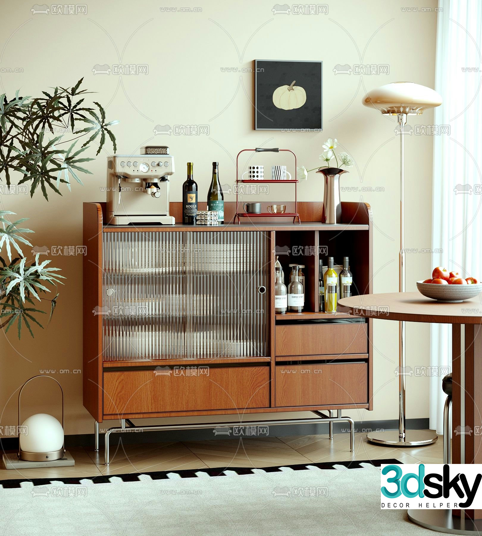 Medieval style sideboard 3d model