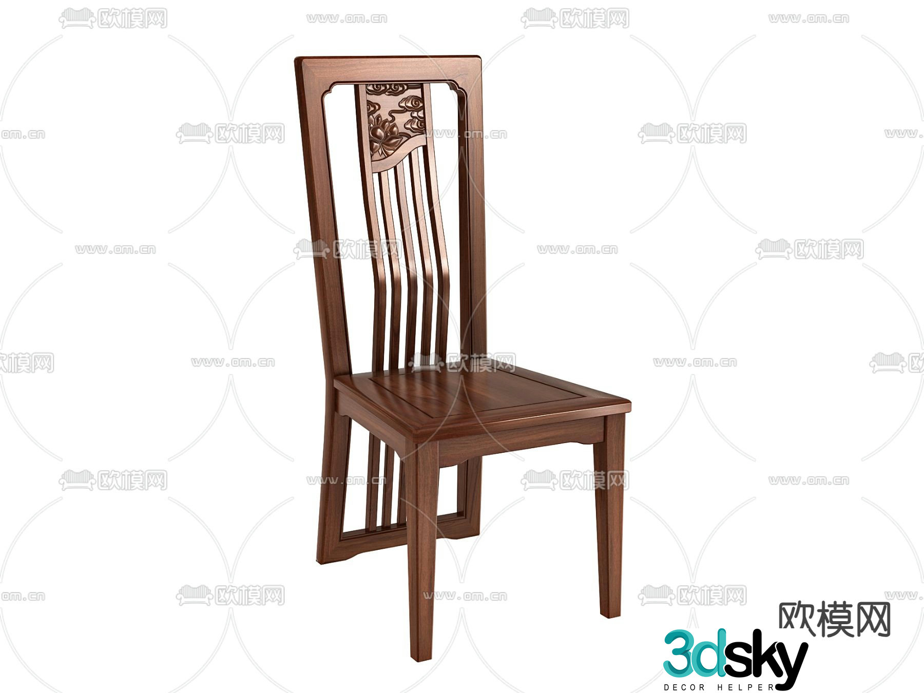 Chinese dining chair single chair 3d model