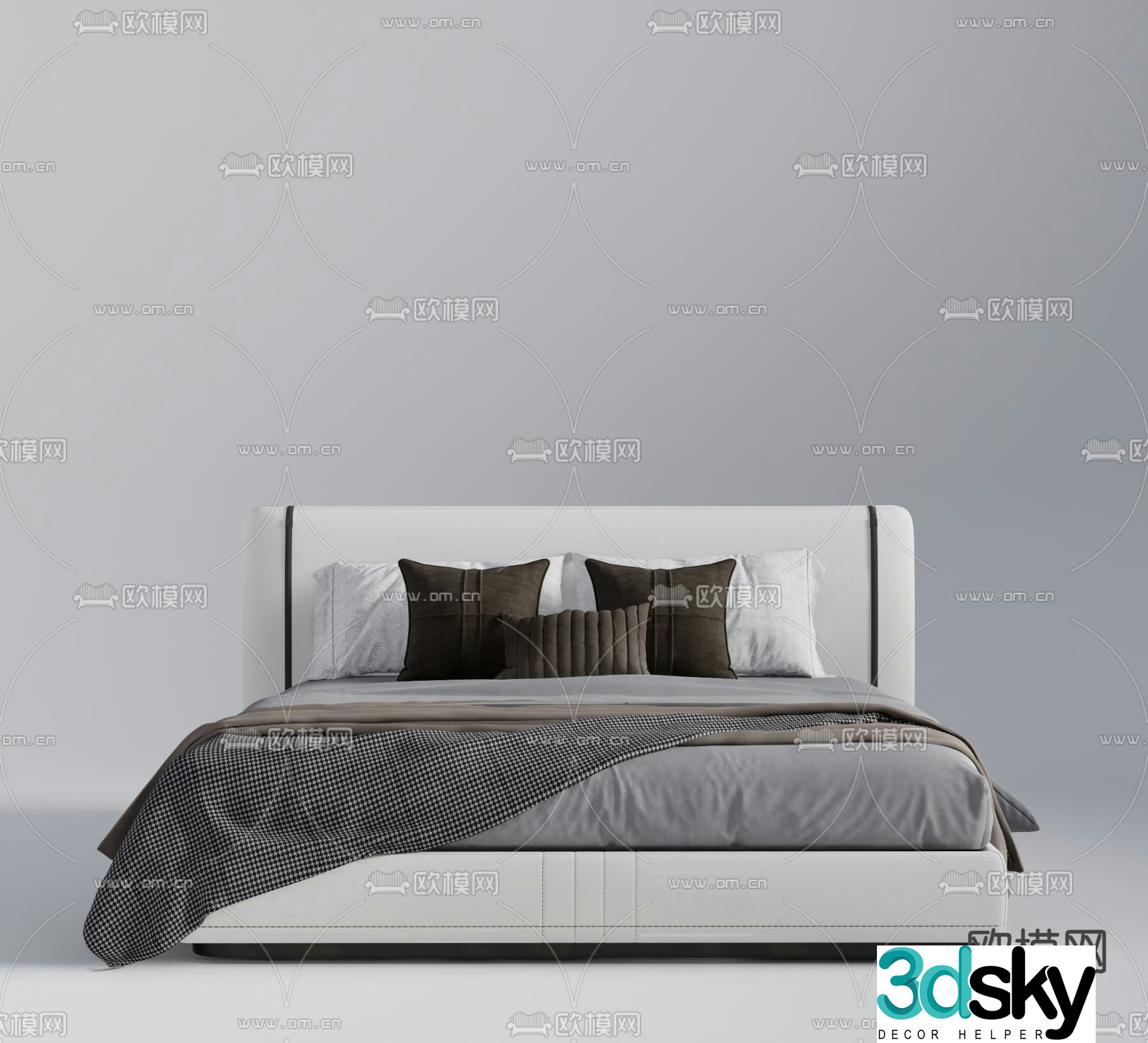 Modern double bed 3d model