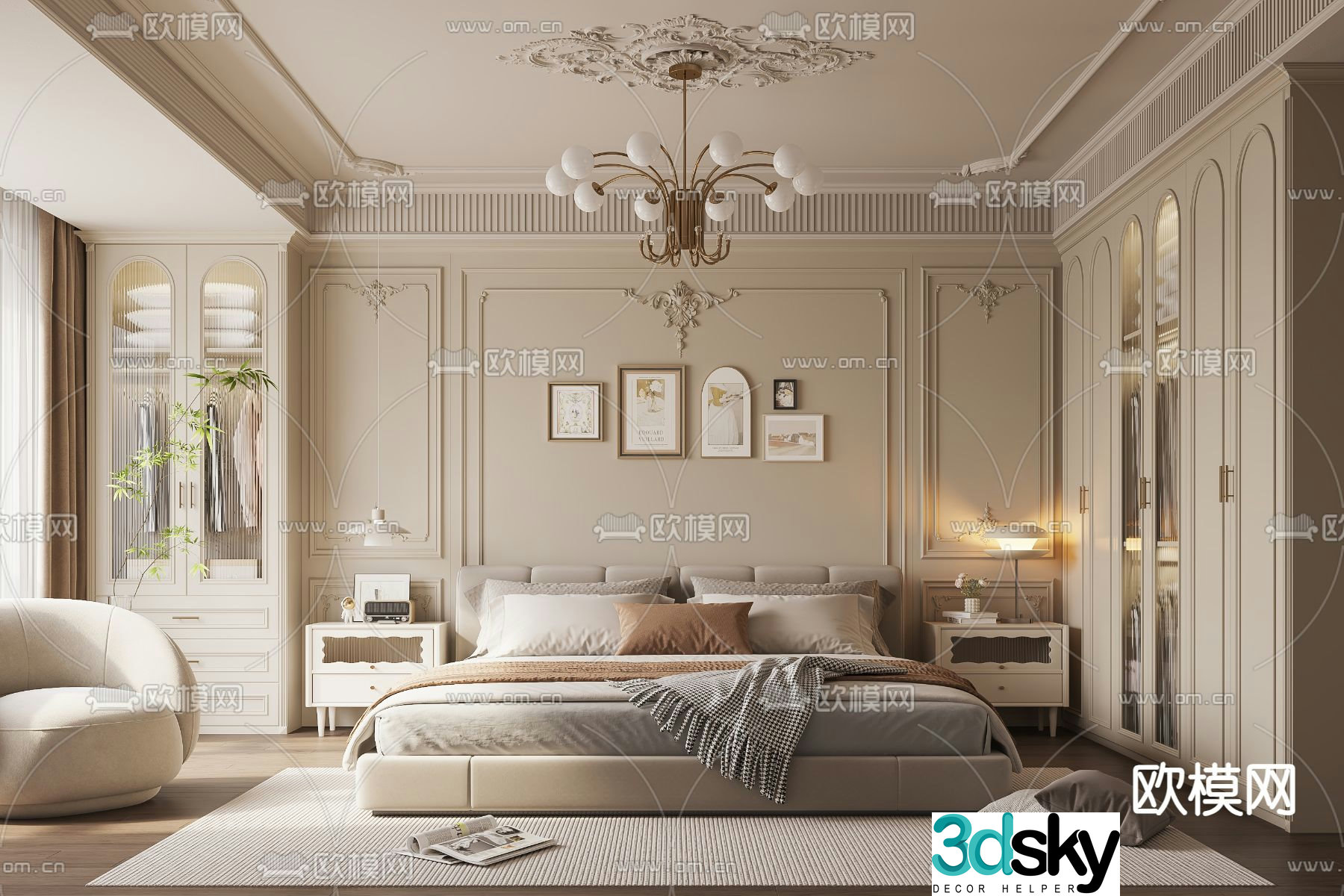 French bedroom master bedroom master room 3d model
