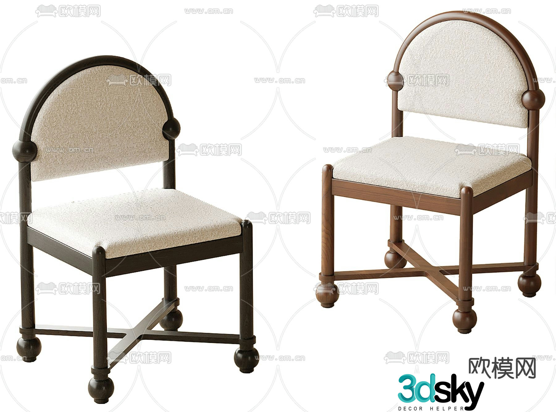 Medieval style dining chair single chair 3d model