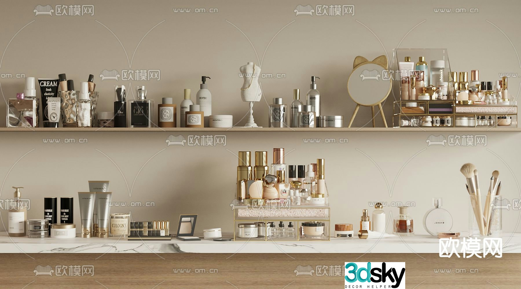 Modern cosmetics skin care products beauty 3d model