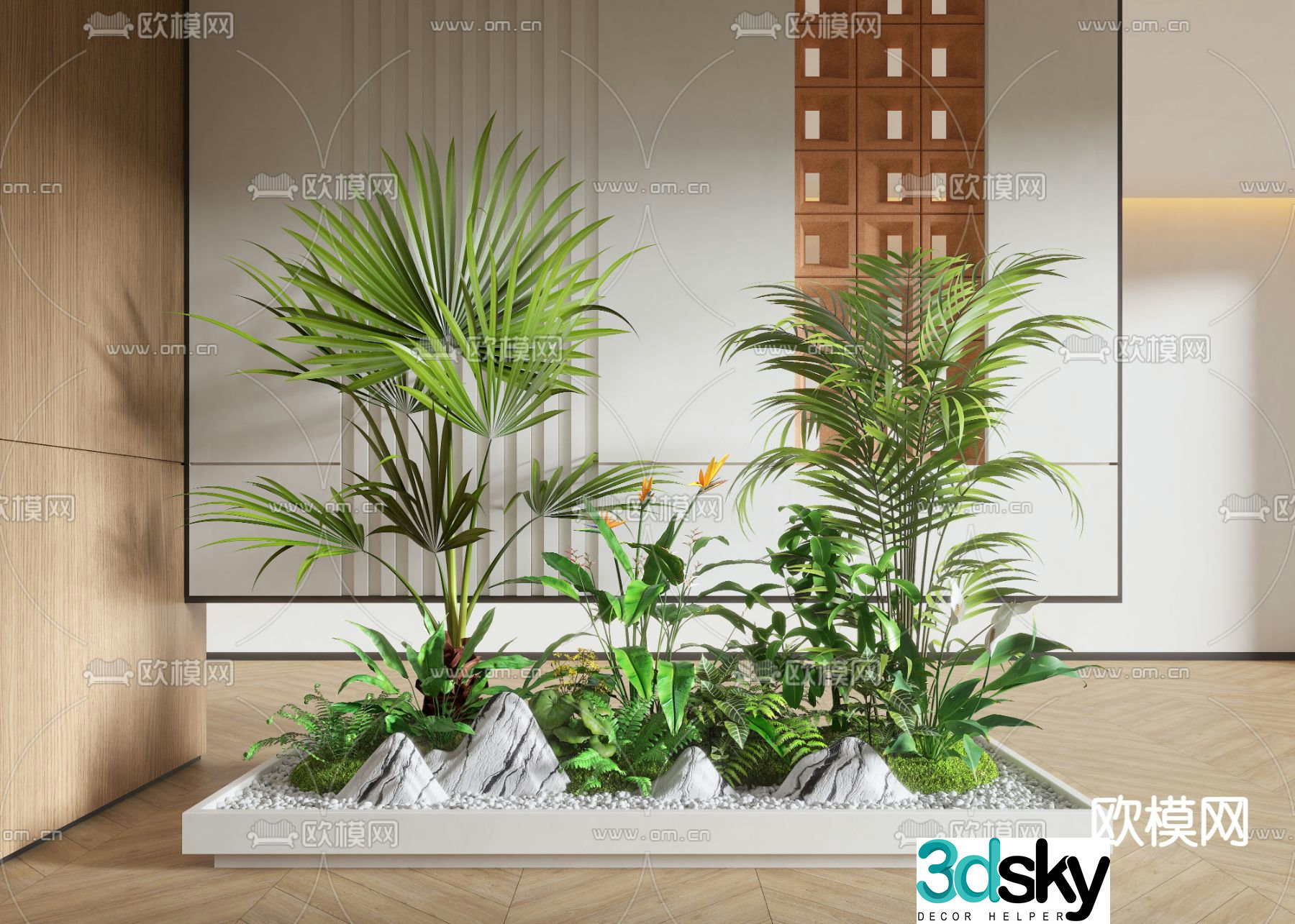 Indoor landscape plant pile 3d model