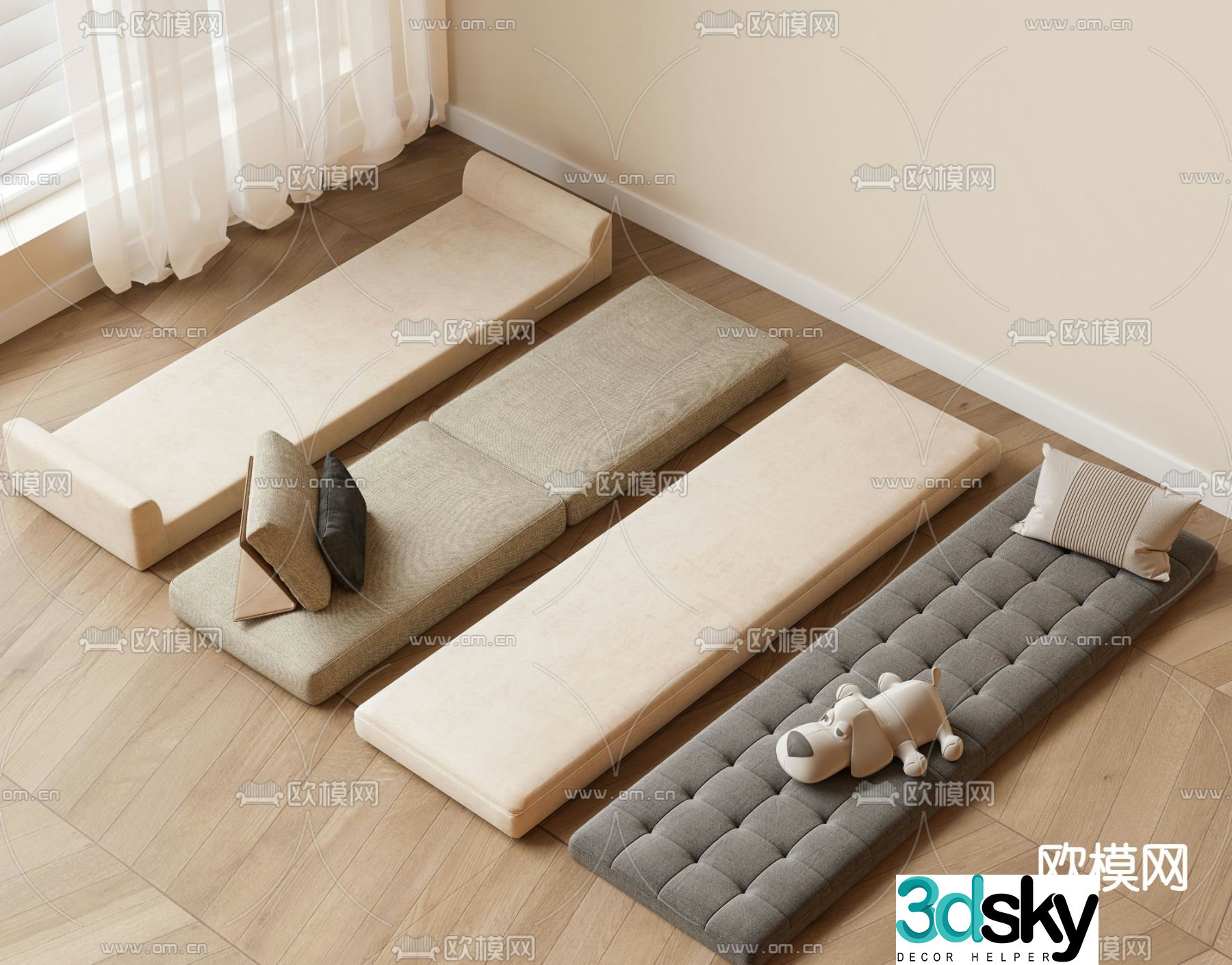 Modern bay window cushion cushion 3d model