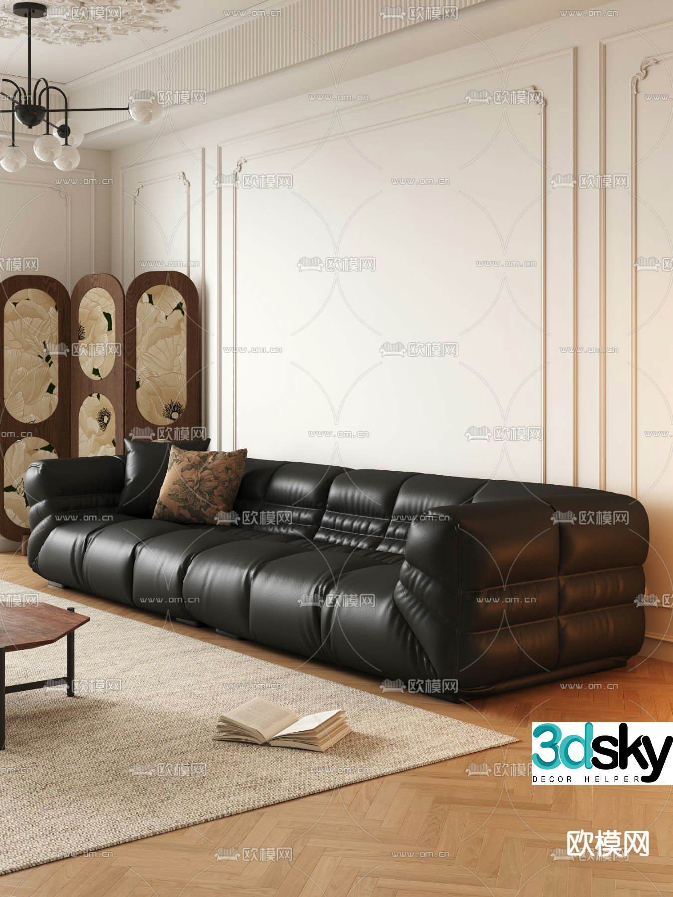Modern multi-seater sofa 3d model