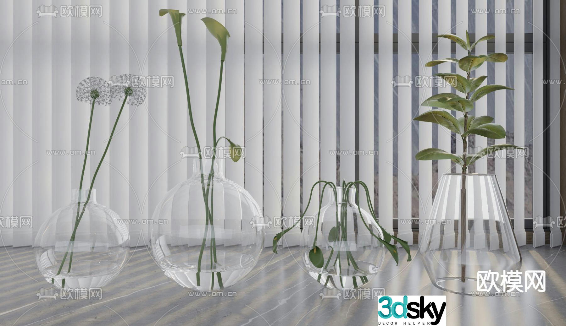 Carafe aquatic plants 3d model