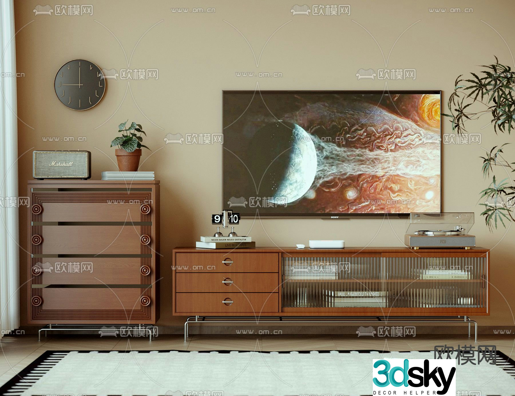 Medieval style TV cabinet 3D model