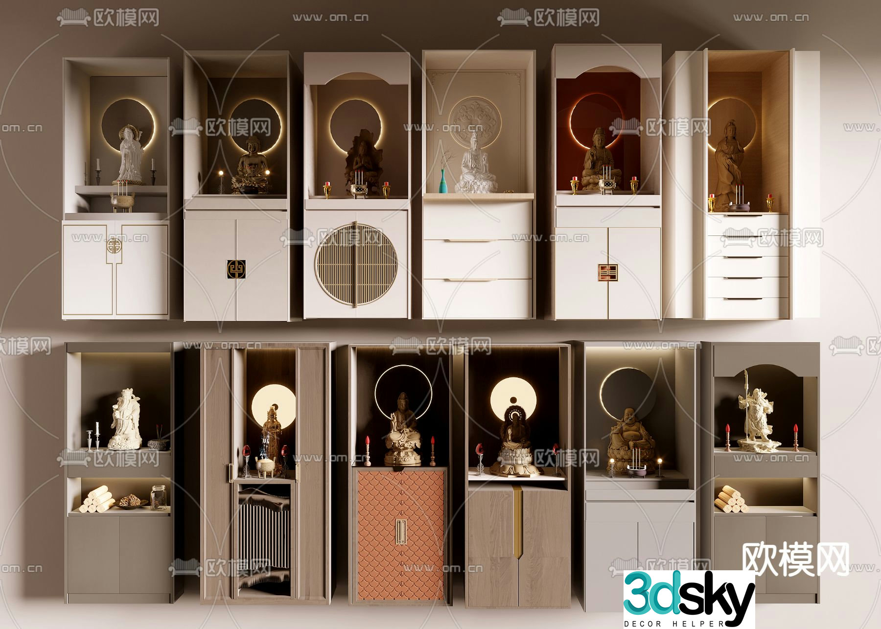 Side cabinet decorative cabinet Buddhist niche cabinet 3d model