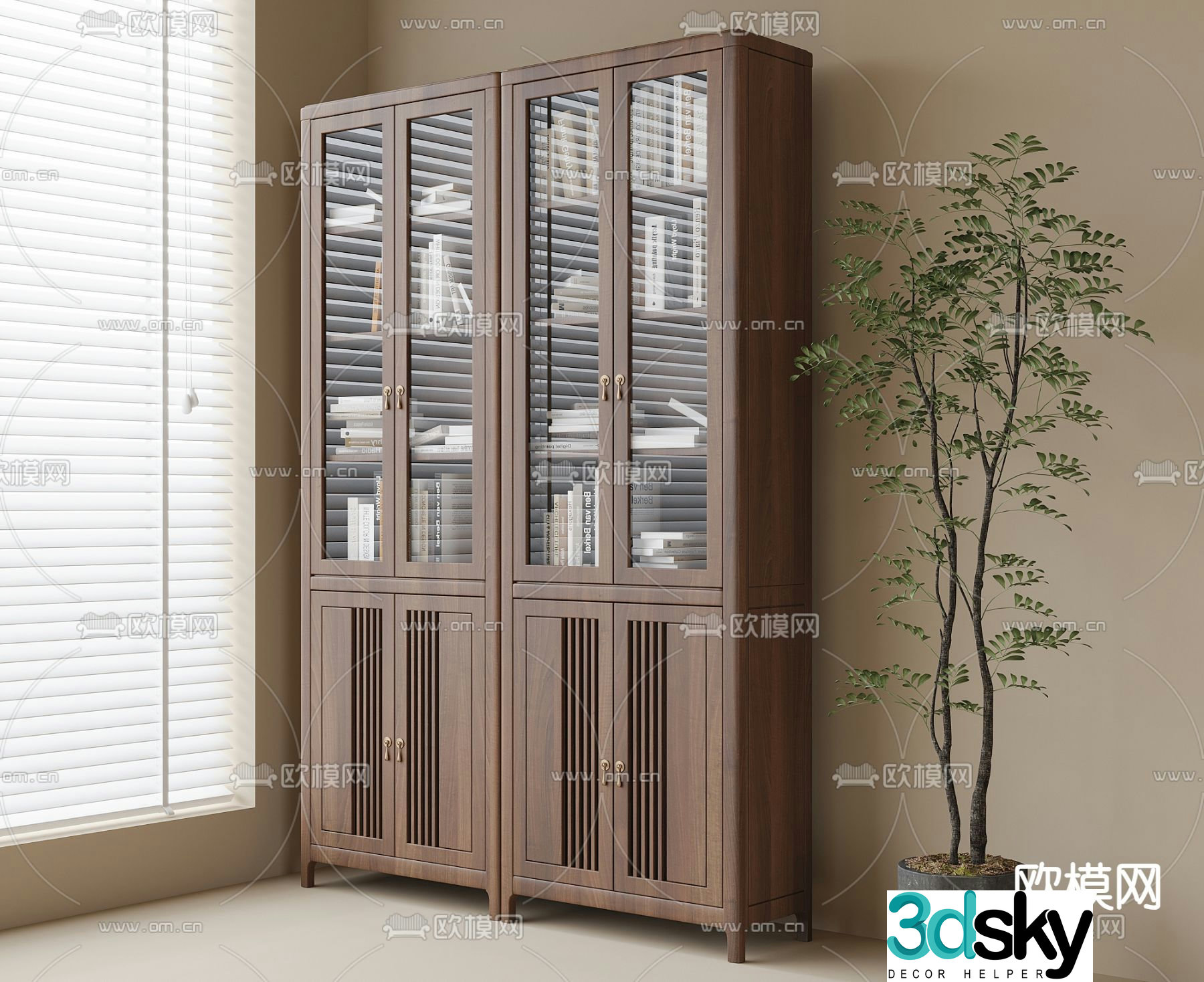 New Chinese style bookcase 3d model
