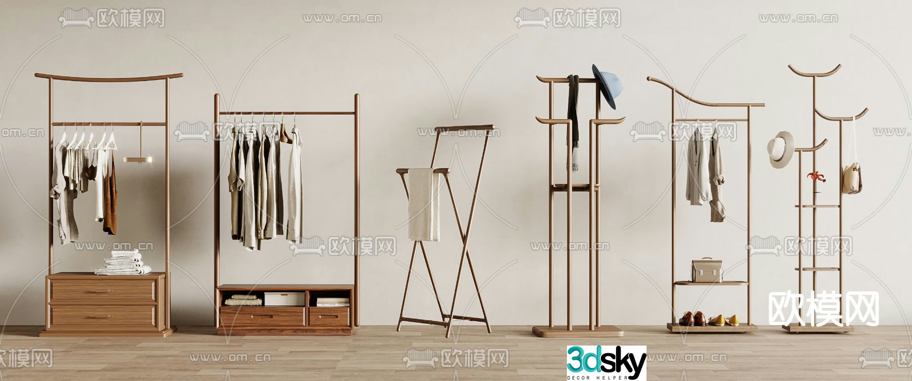 Clothes rack coat rack 3d model