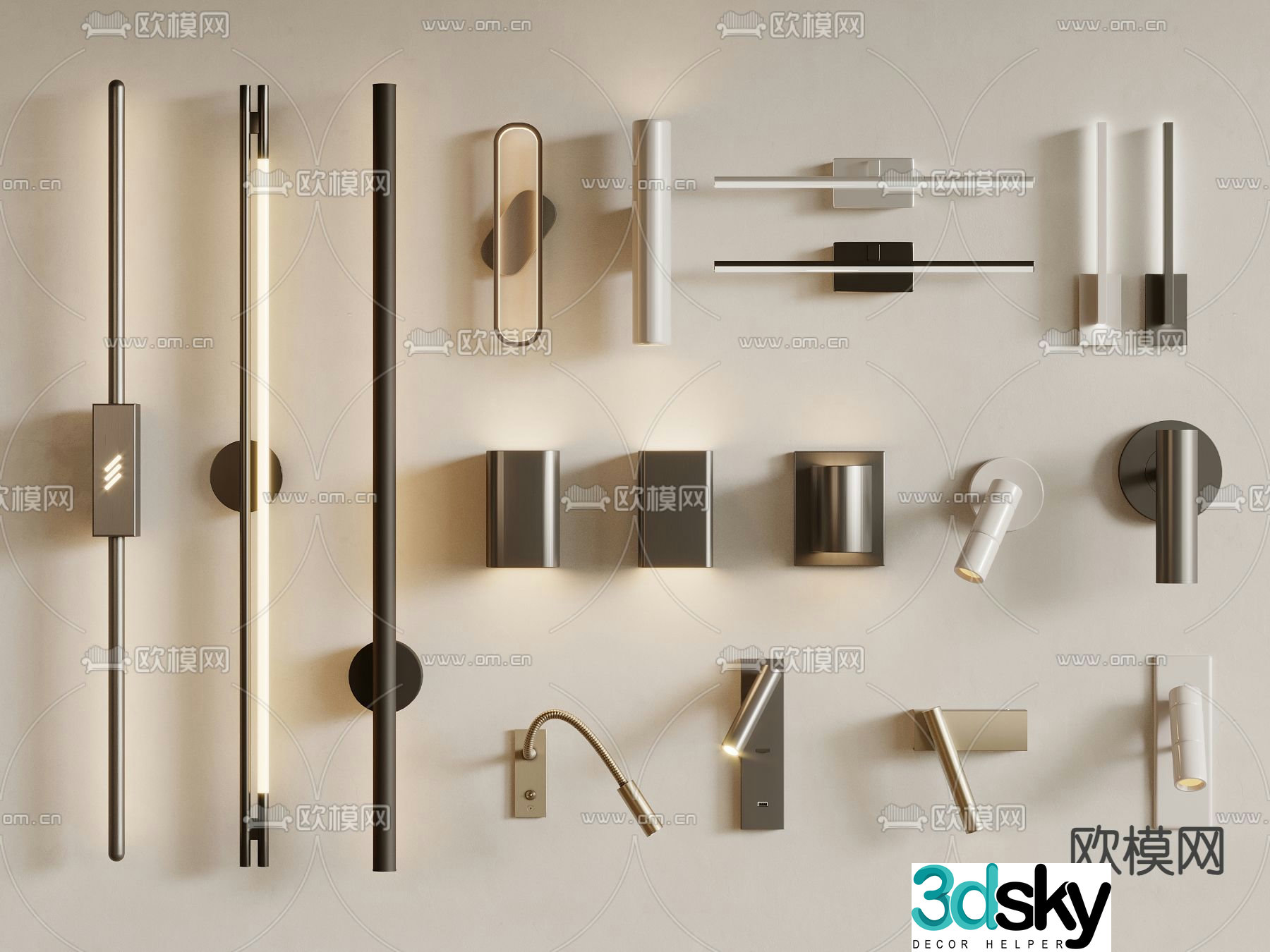 Modern wall lamp spotlight linear wall lamp bedside lamp 3d model