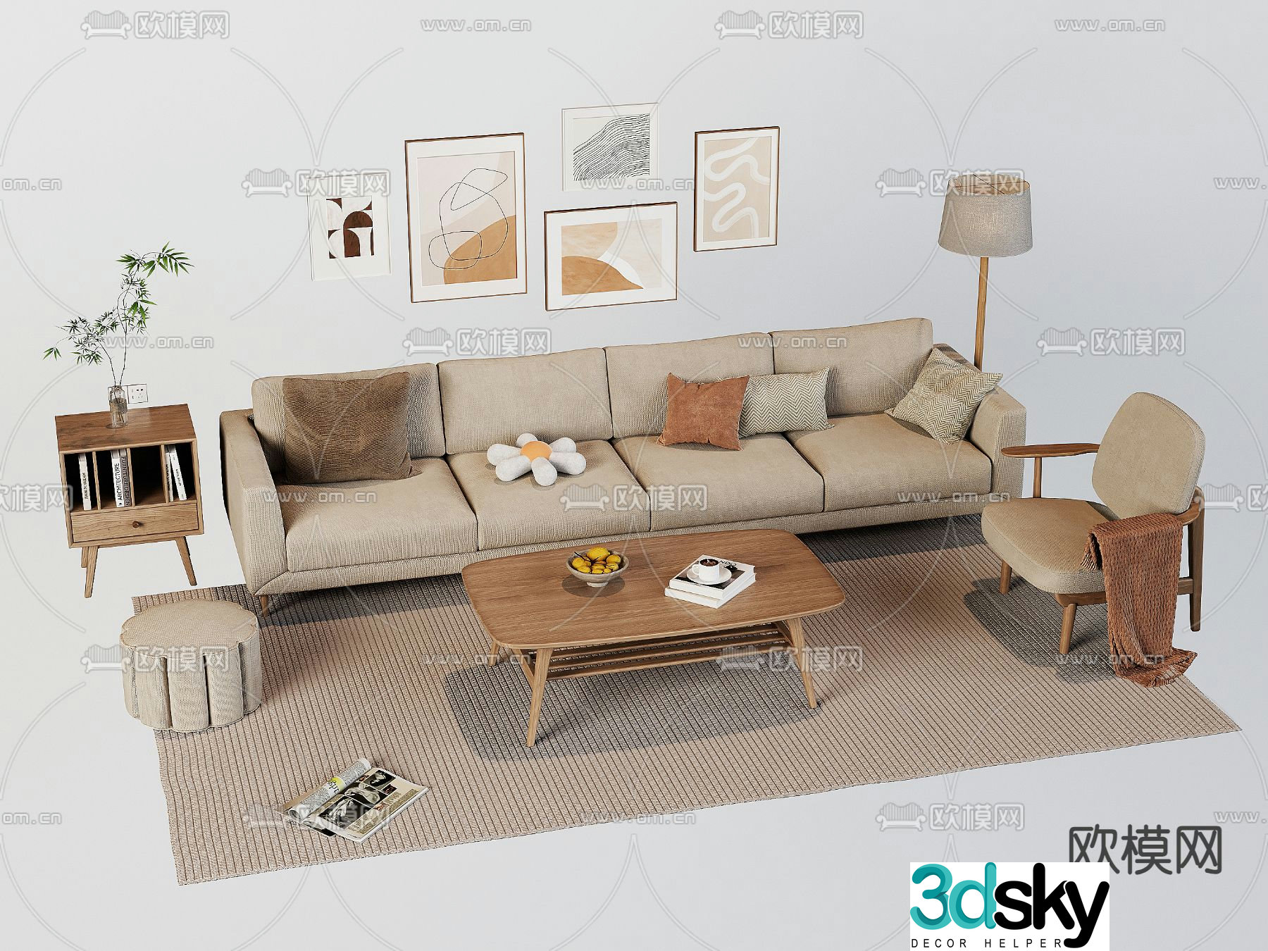 Nordic modular sofa 3d model
