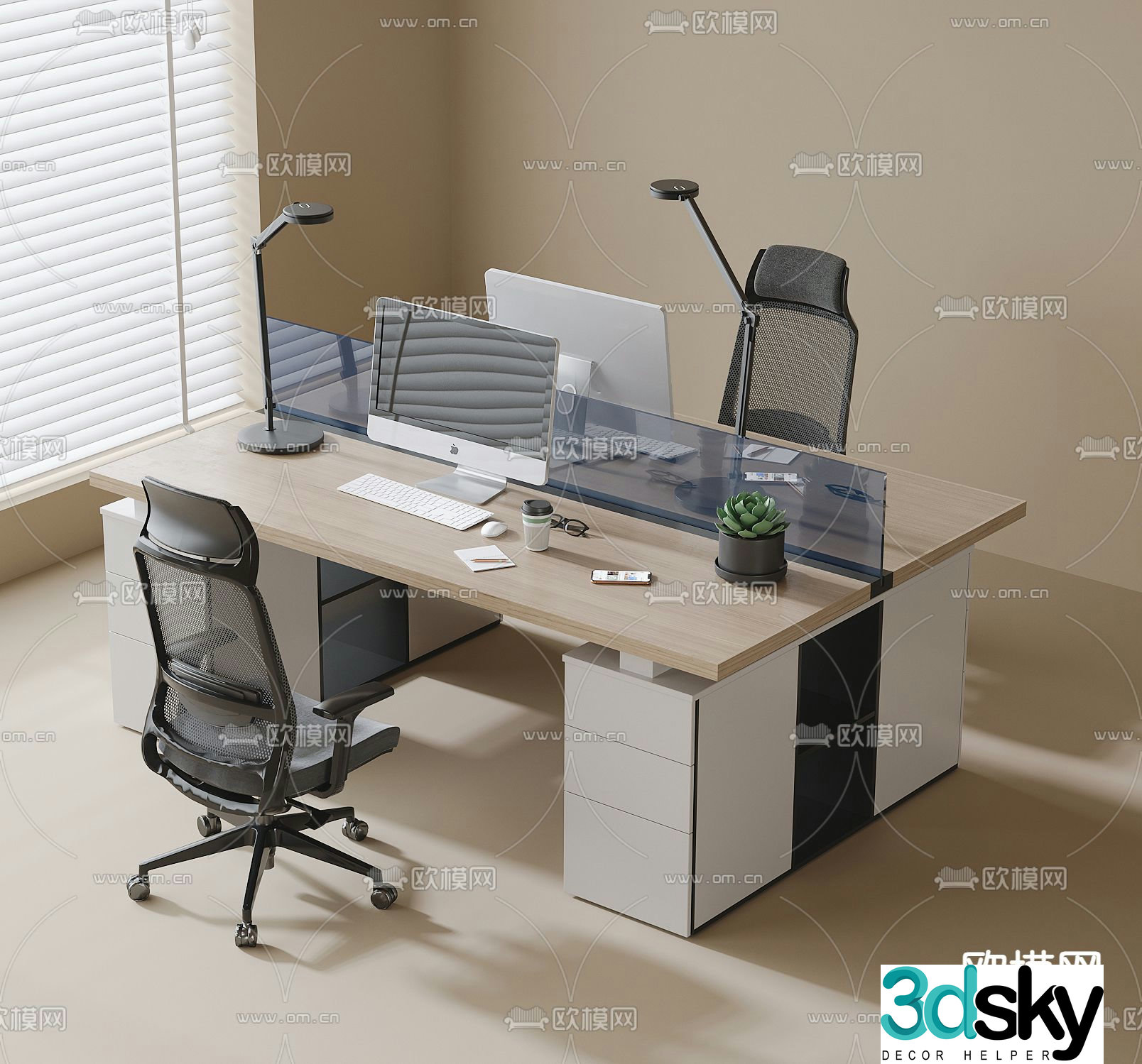 Card space desk workstation 3D model