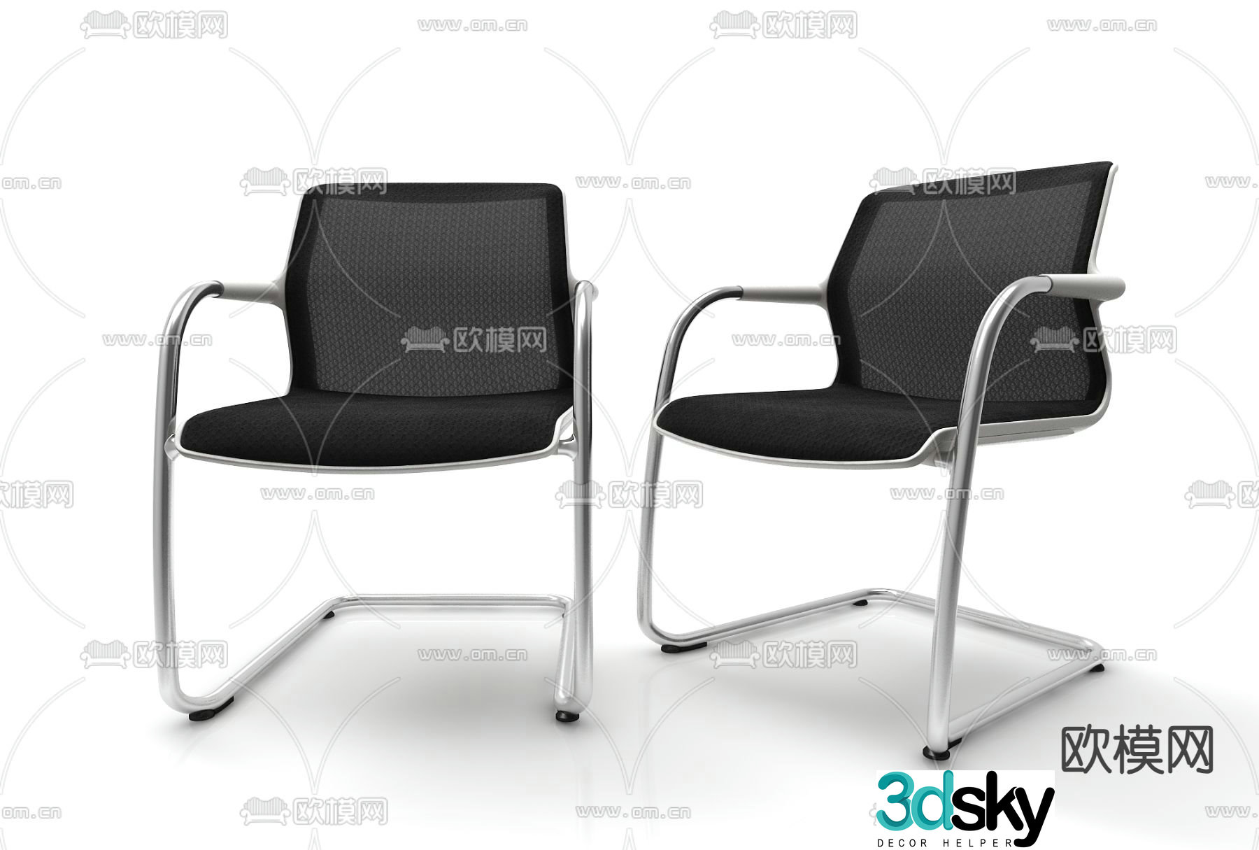 Modern single chair office chair training chair 3d model