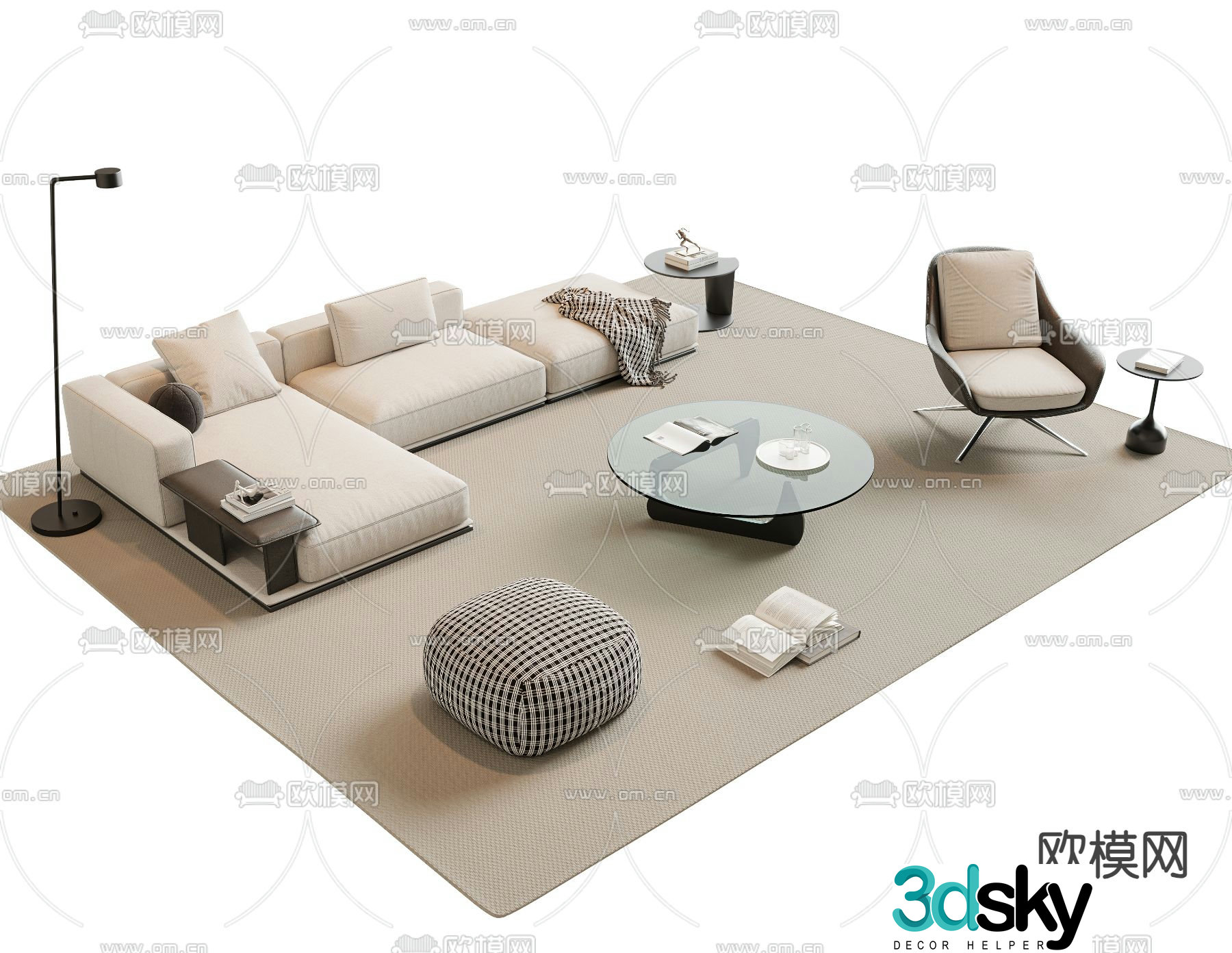 Modern sofa set 3d model
