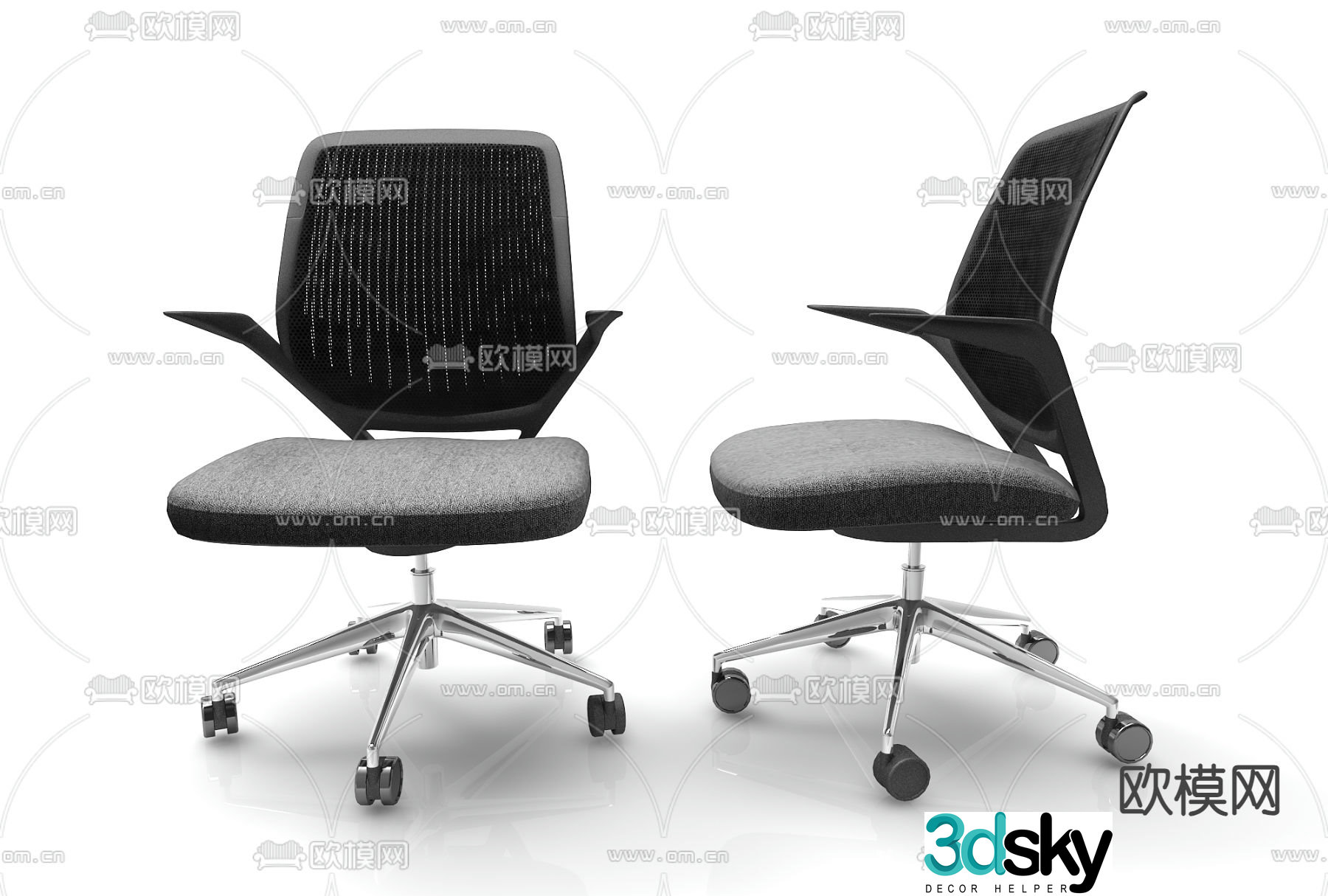 Modern single chair office chair training chair 3d model