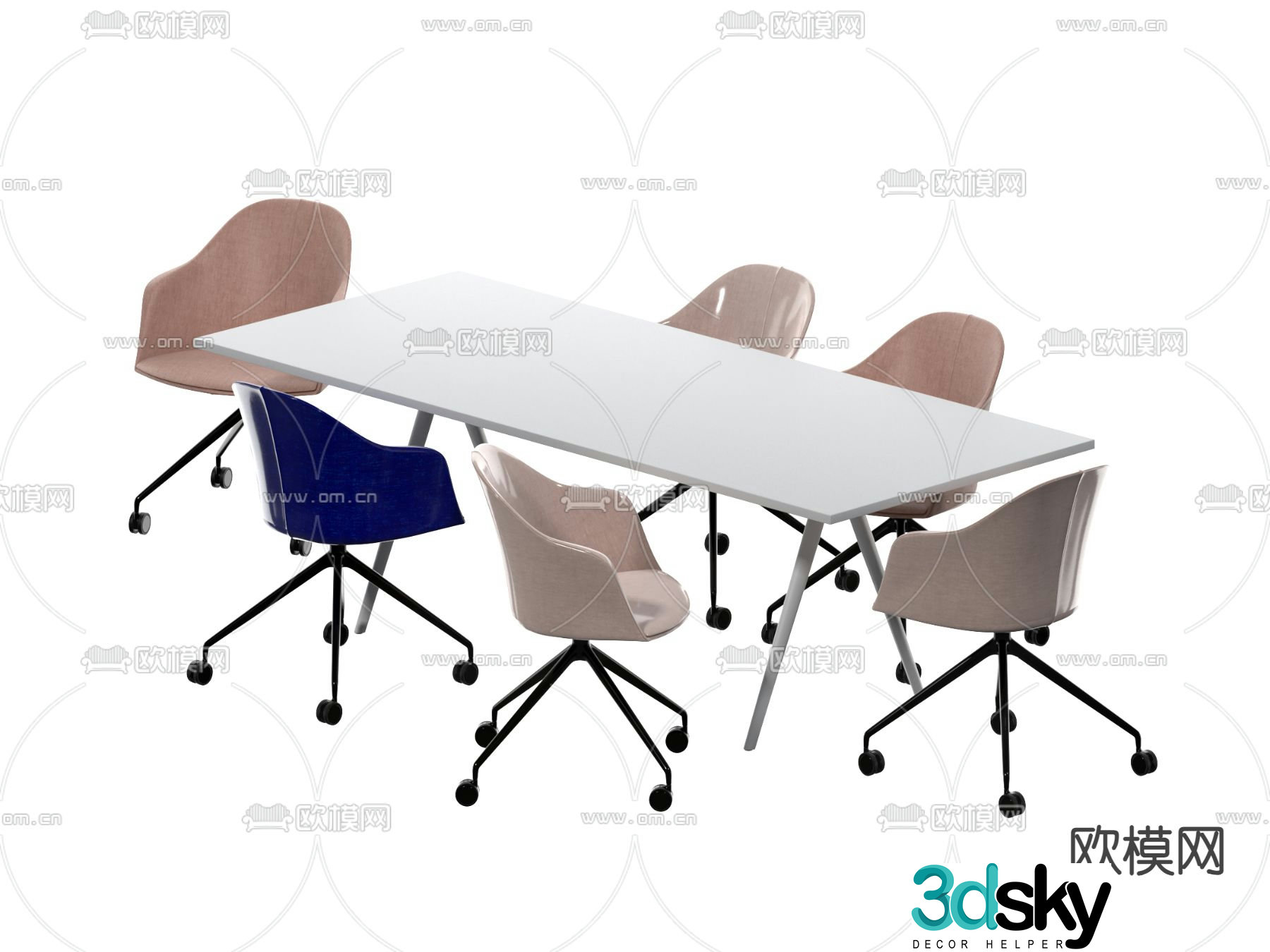 Modern desk office desk and chair 3d model