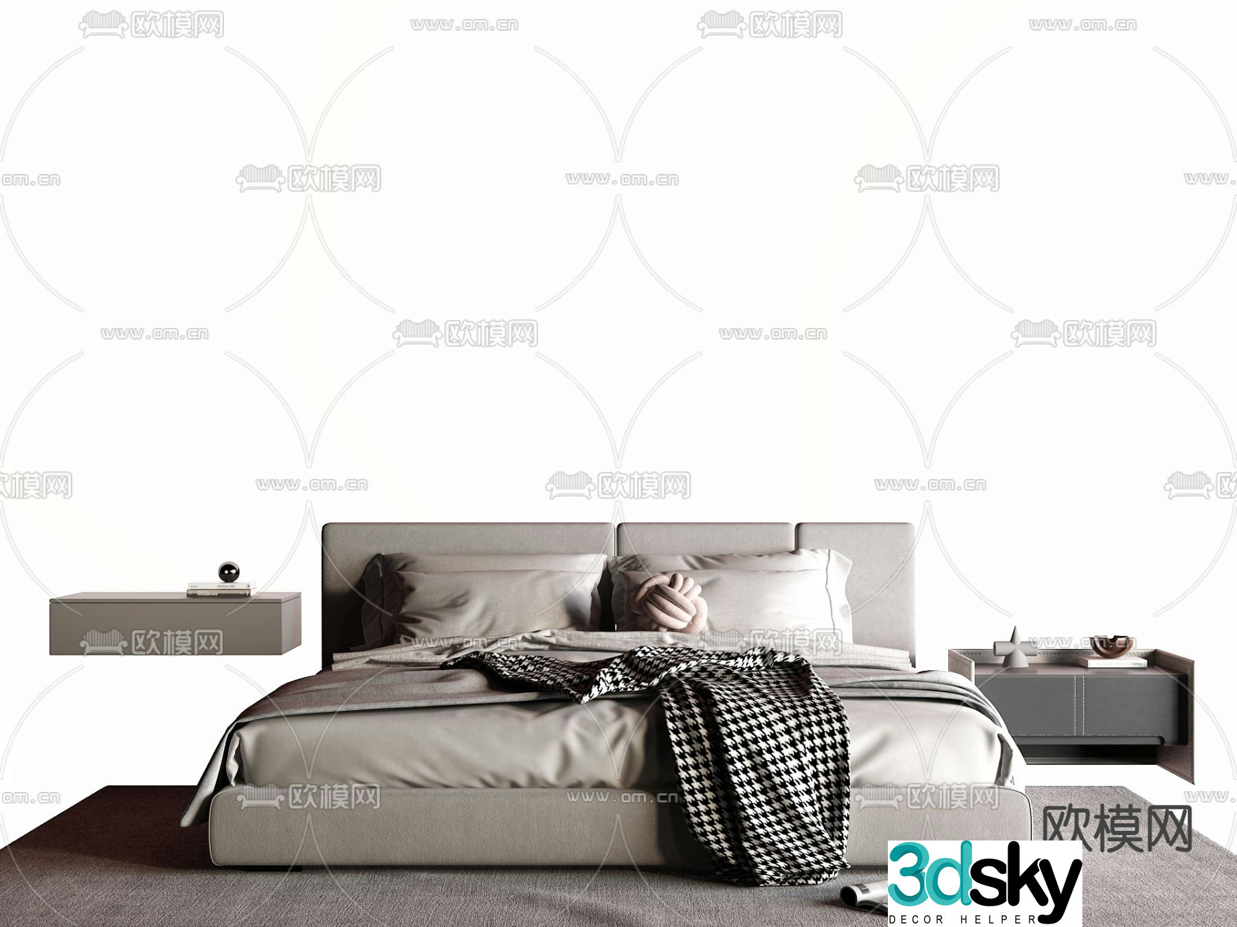 Modern double bed 3d model