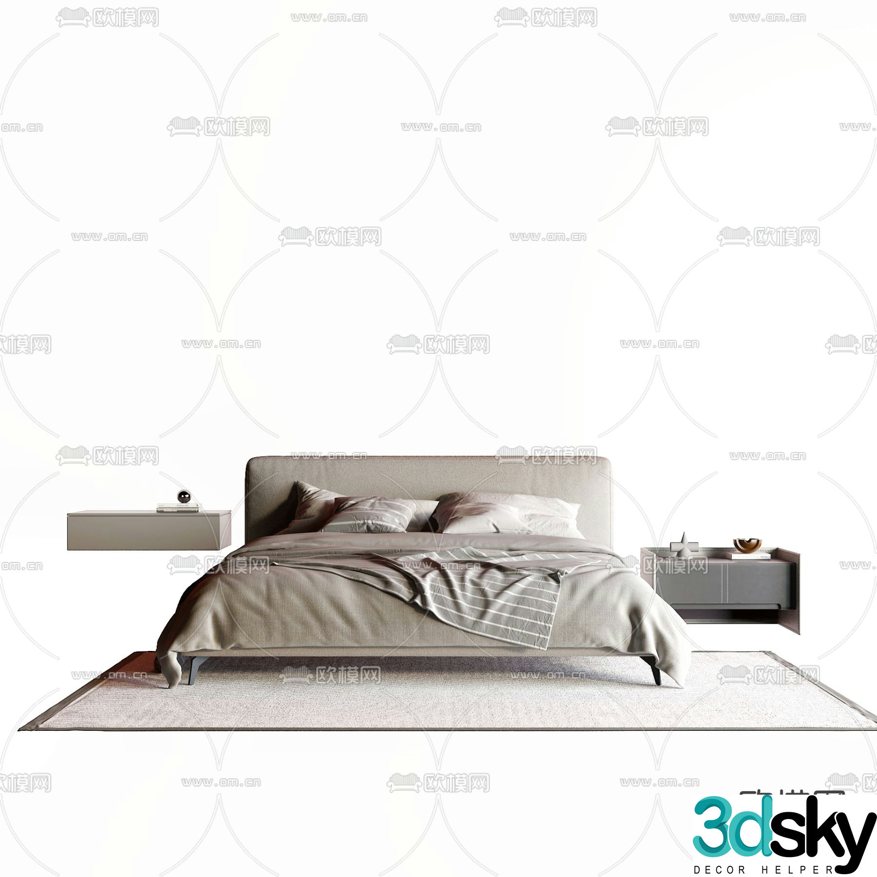 Modern double bed 3d model