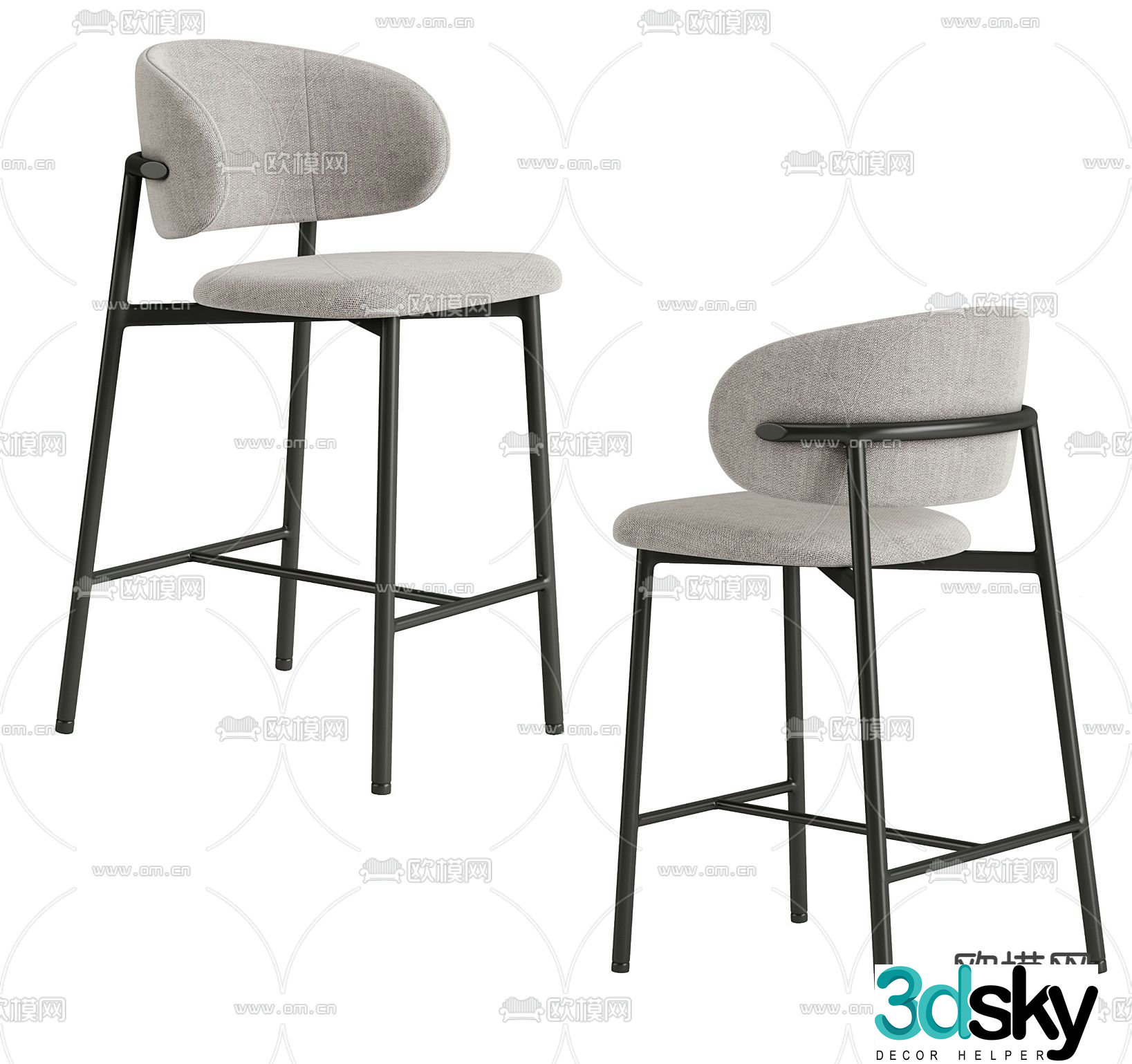 Modern bar stool 3d model