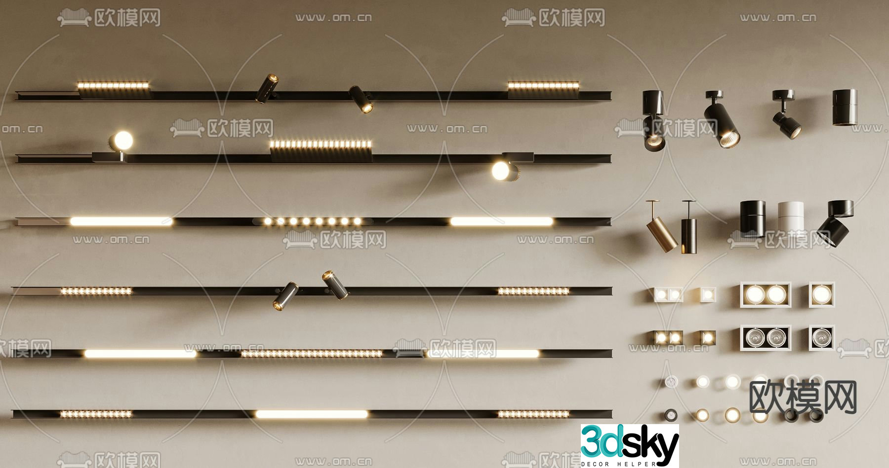 Magnetic light downlight spotlight track light 3d model