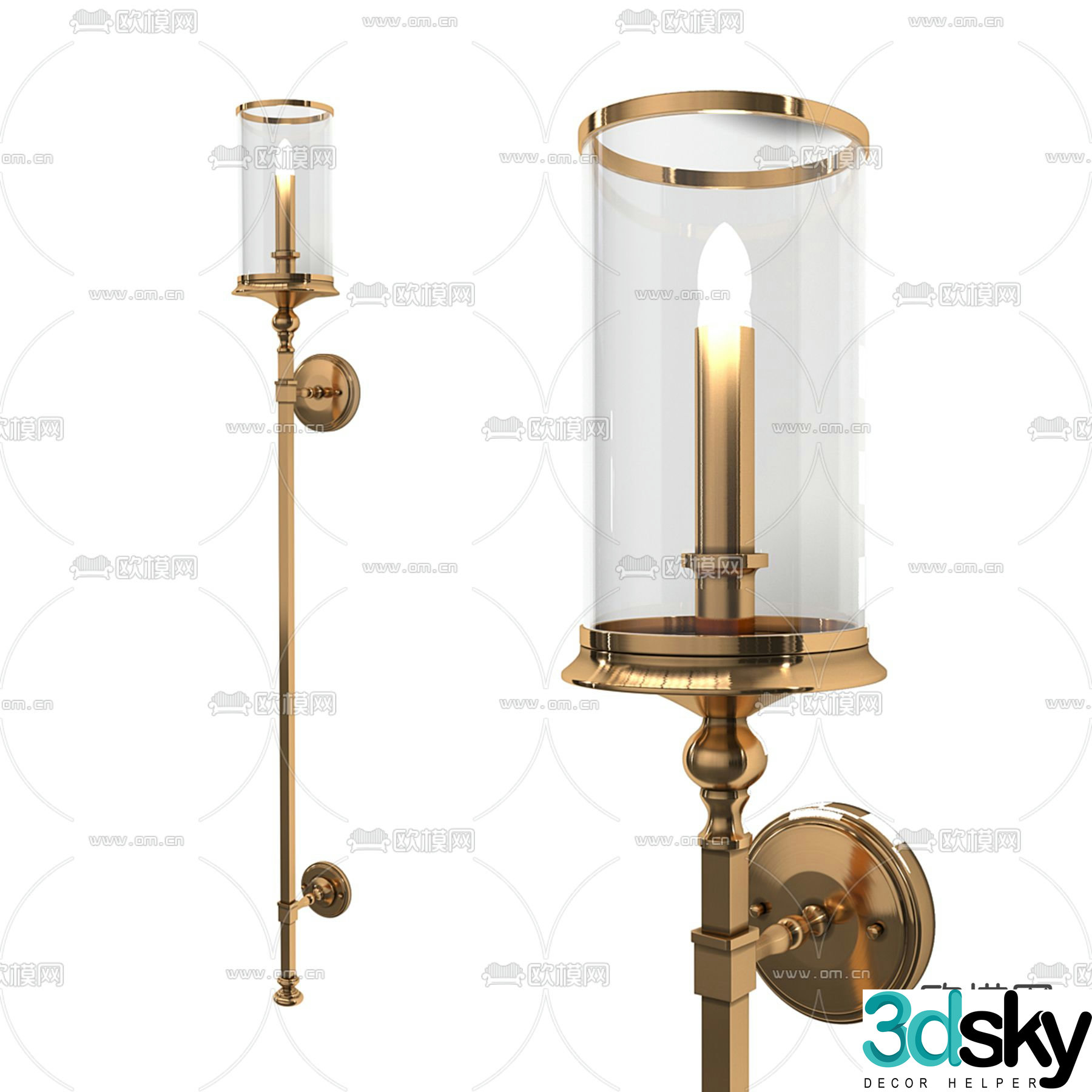 European wall lamp metal wall lamp 3d model