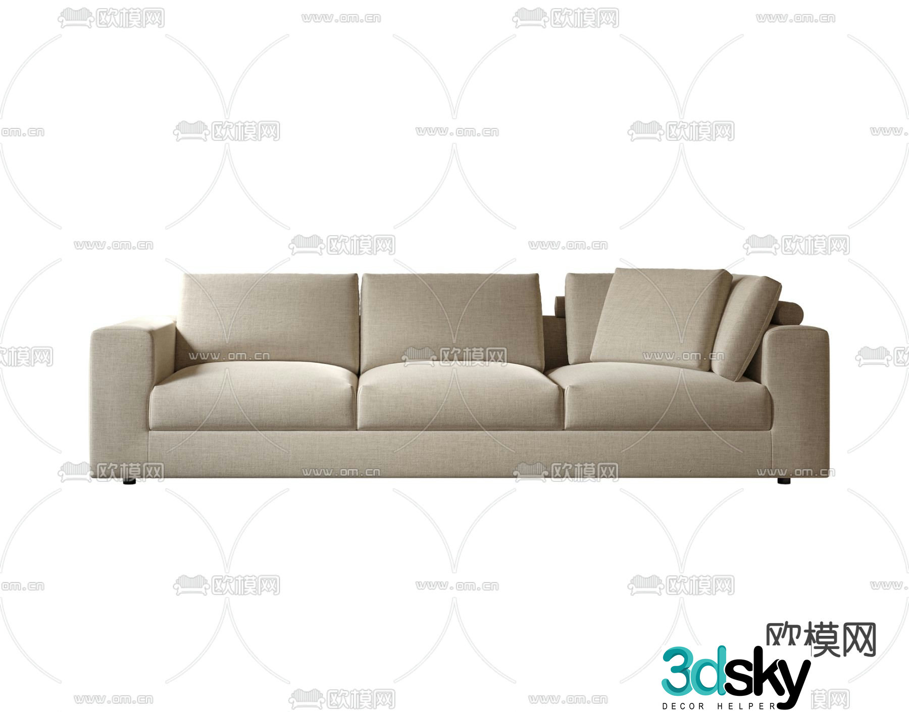 Modern three-seat sofa 3d model