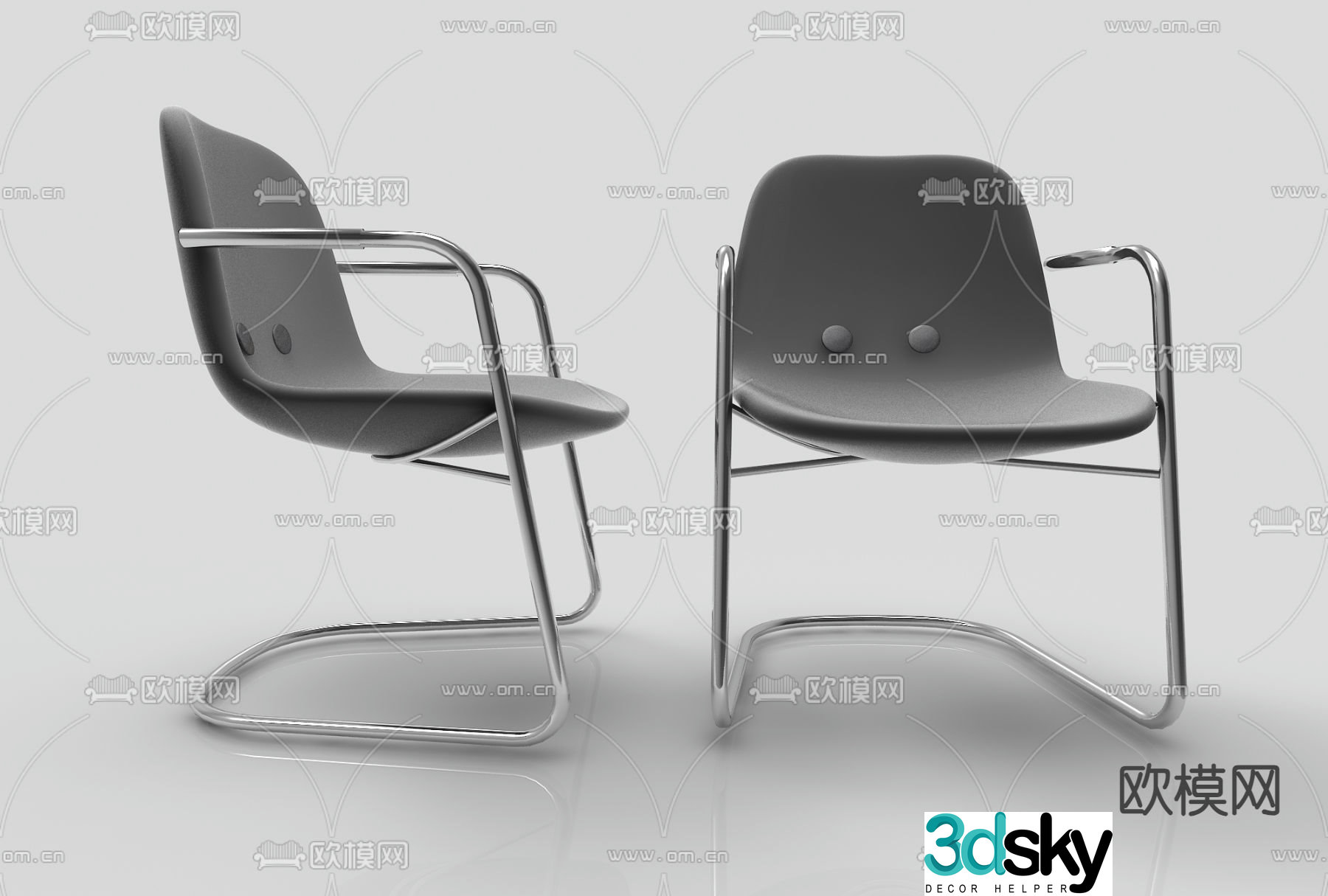 Modern single chair office chair training chair 3d model