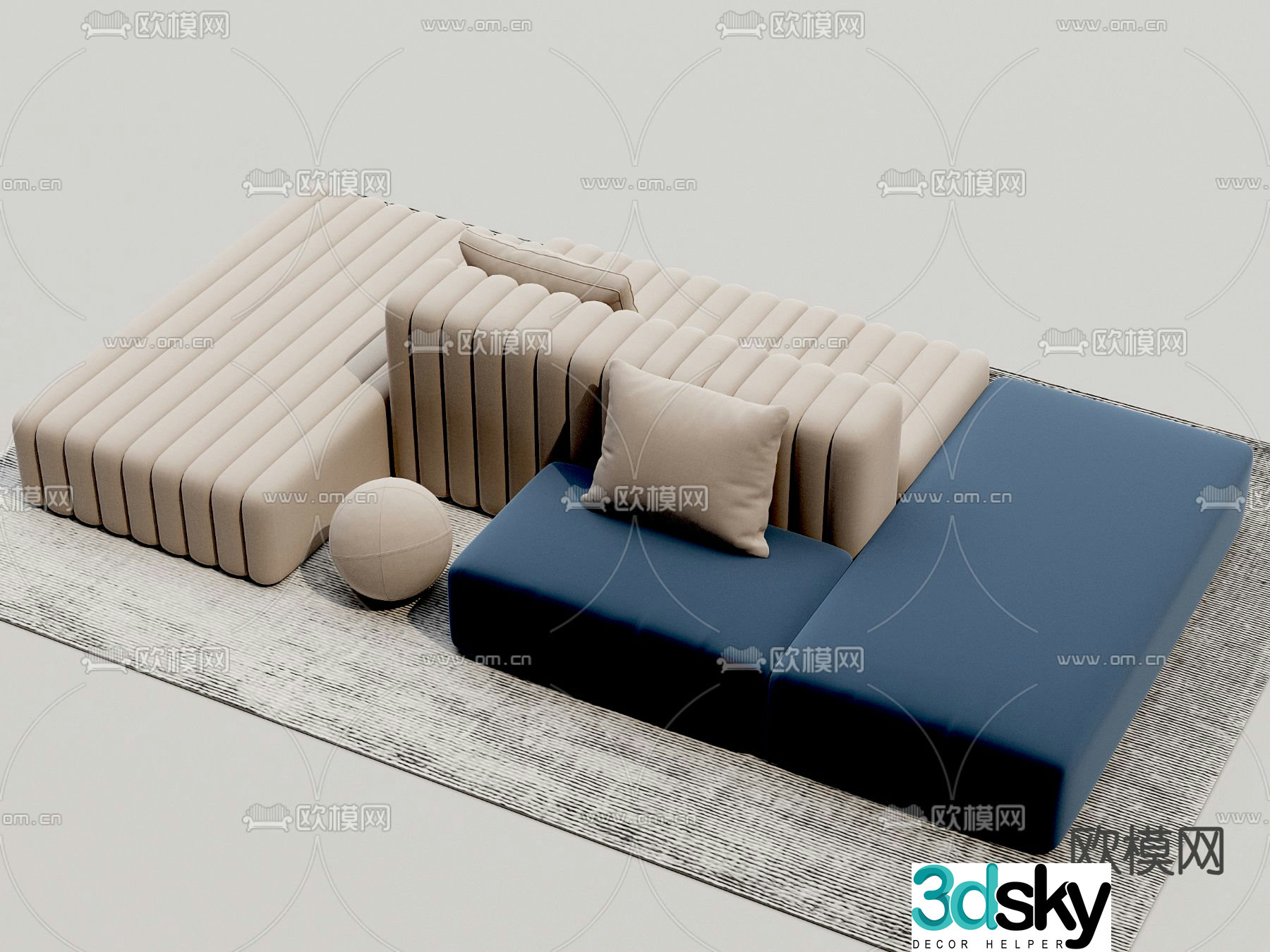 Modular sofa multi-person sofa 3d model
