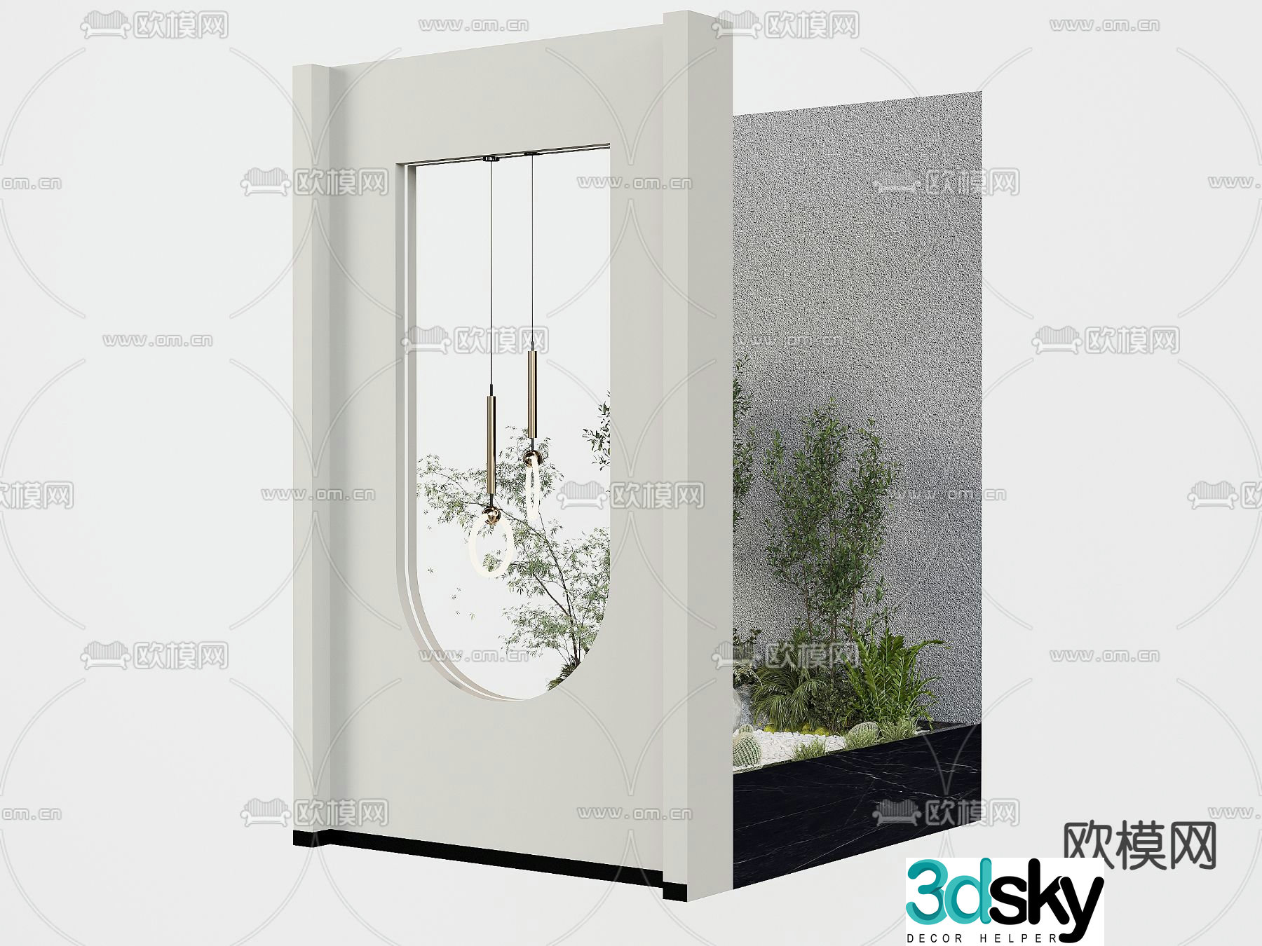 Indoor landscaping landscape sketch plant pile 3d model