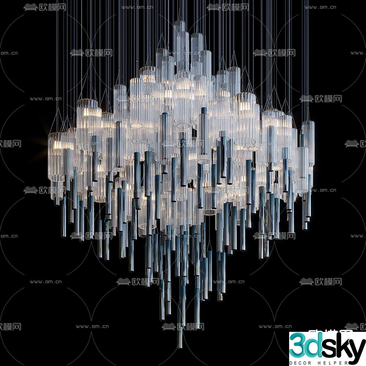 Modern crystal lamp 3d model