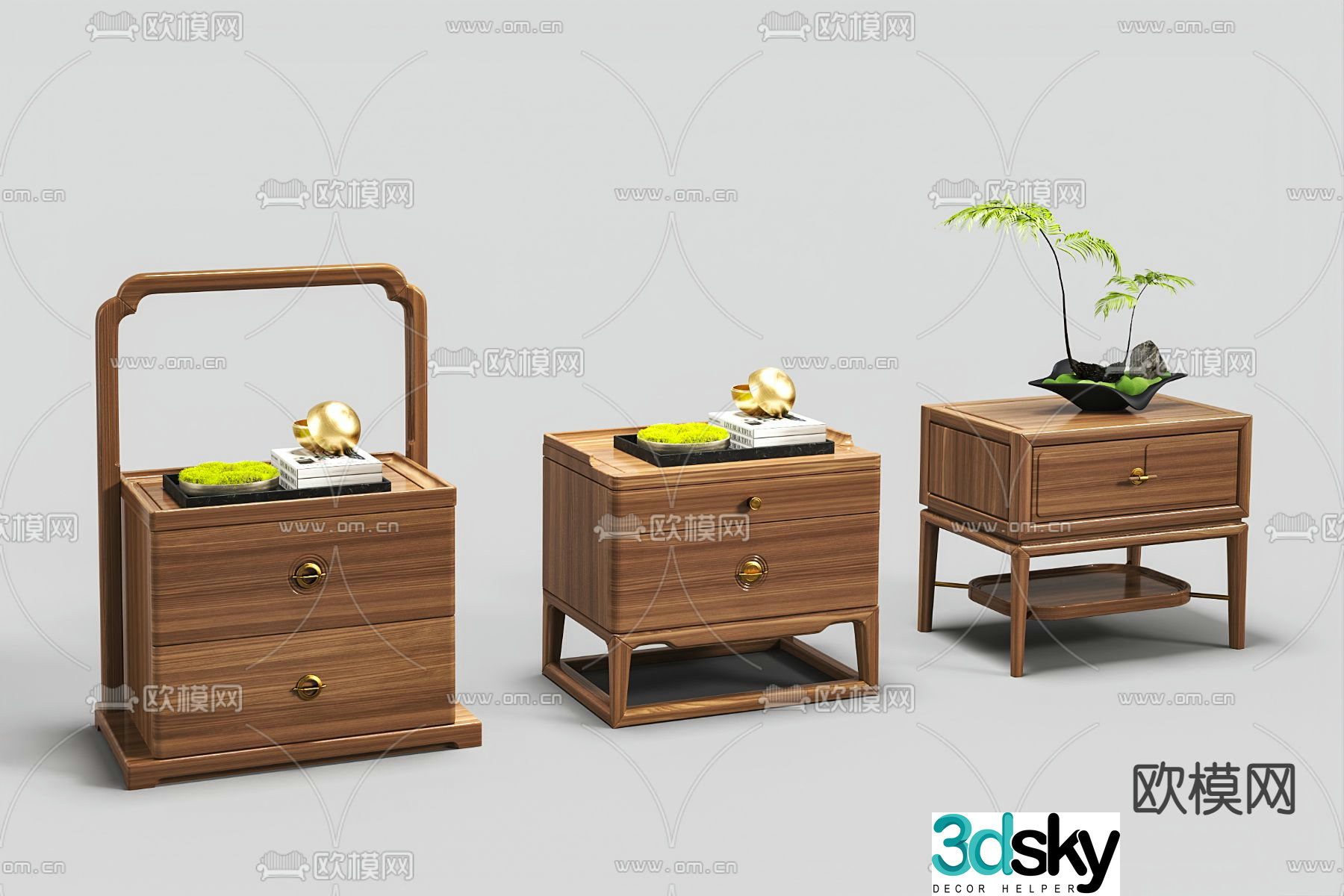 New Chinese style bedside table 3d model