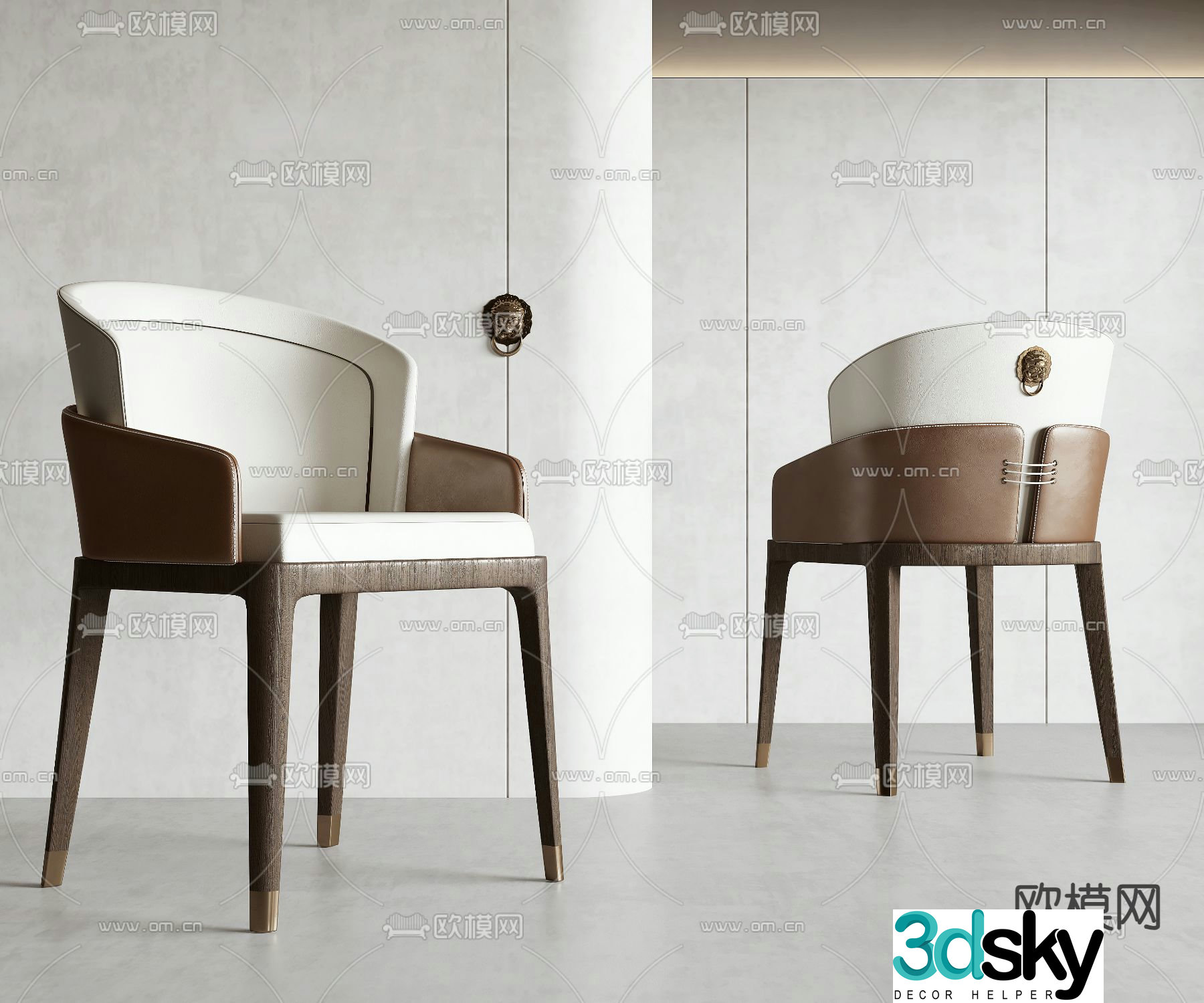 New Chinese style single chair dining chair 3d model