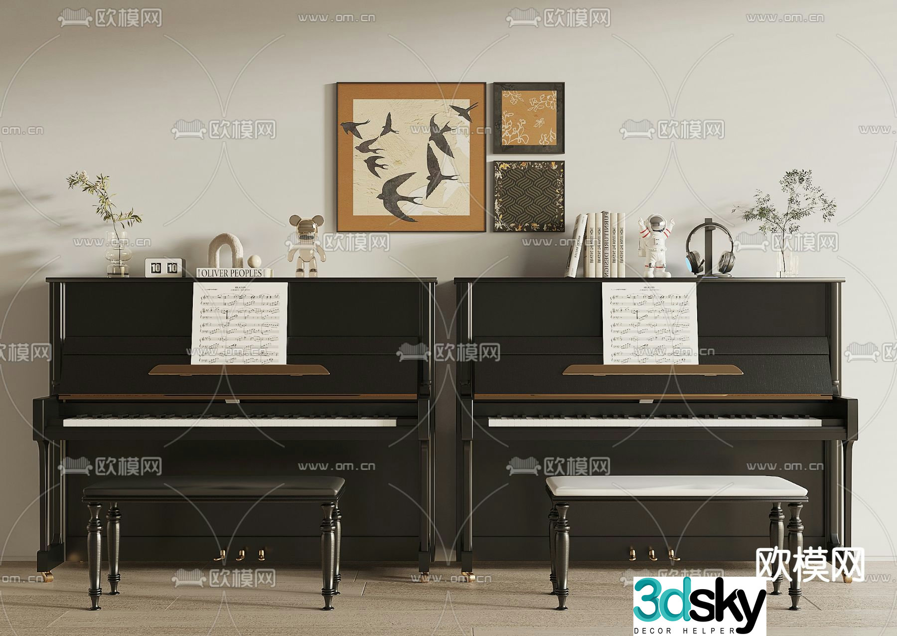 modern piano 3d model