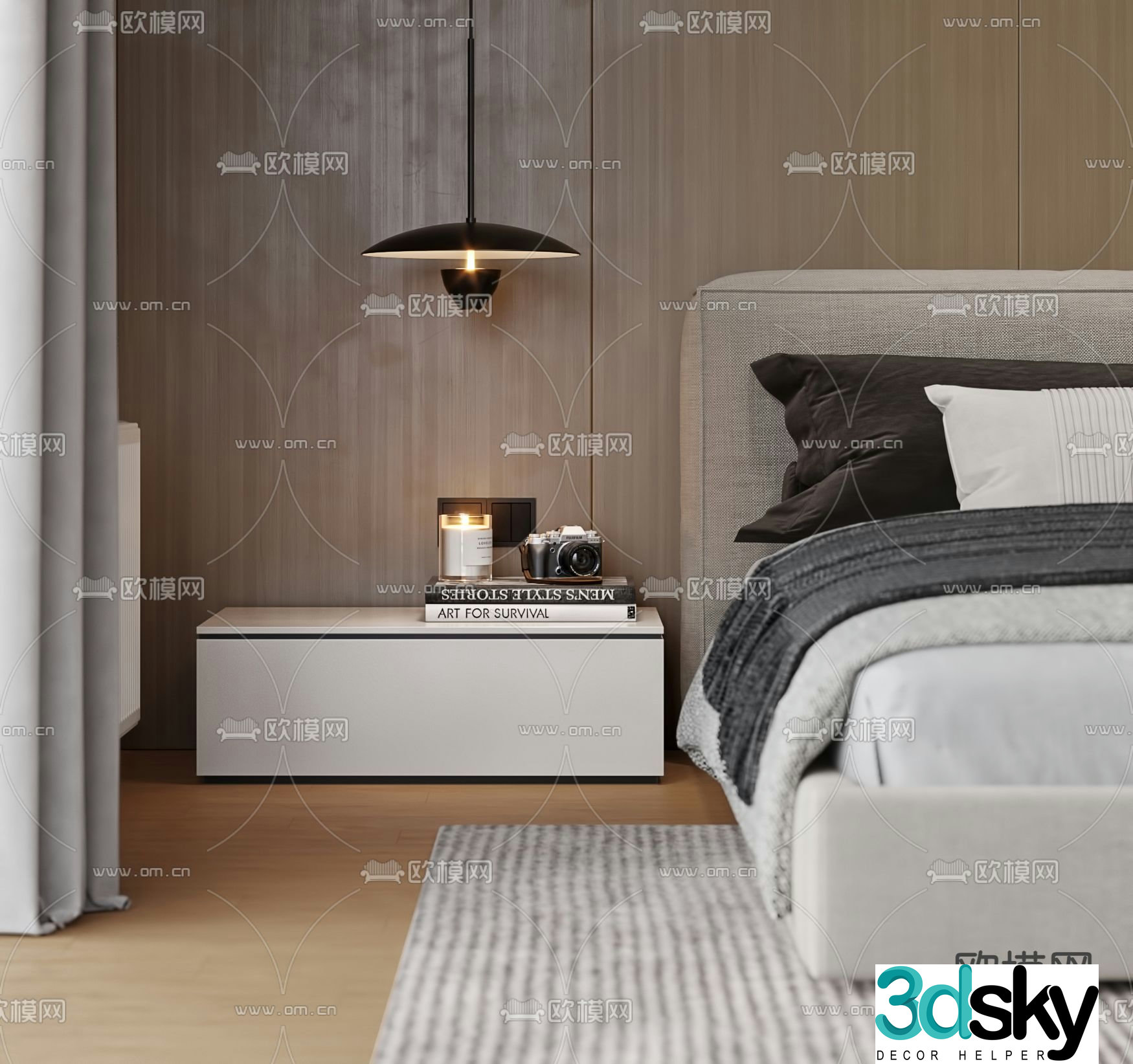 Modern double bed 3d model