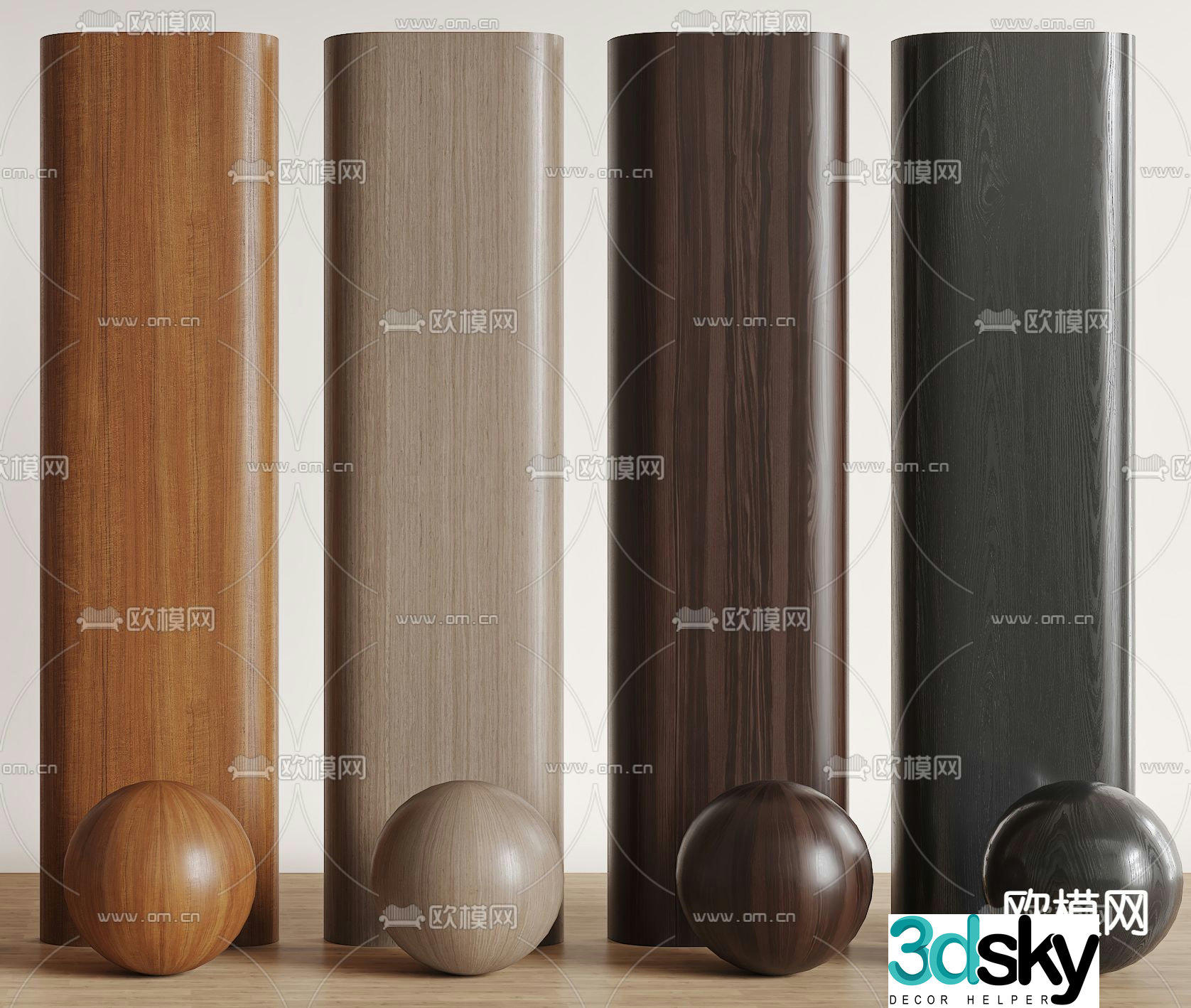 Wood grain board Wall panel Wood veneer 3D model