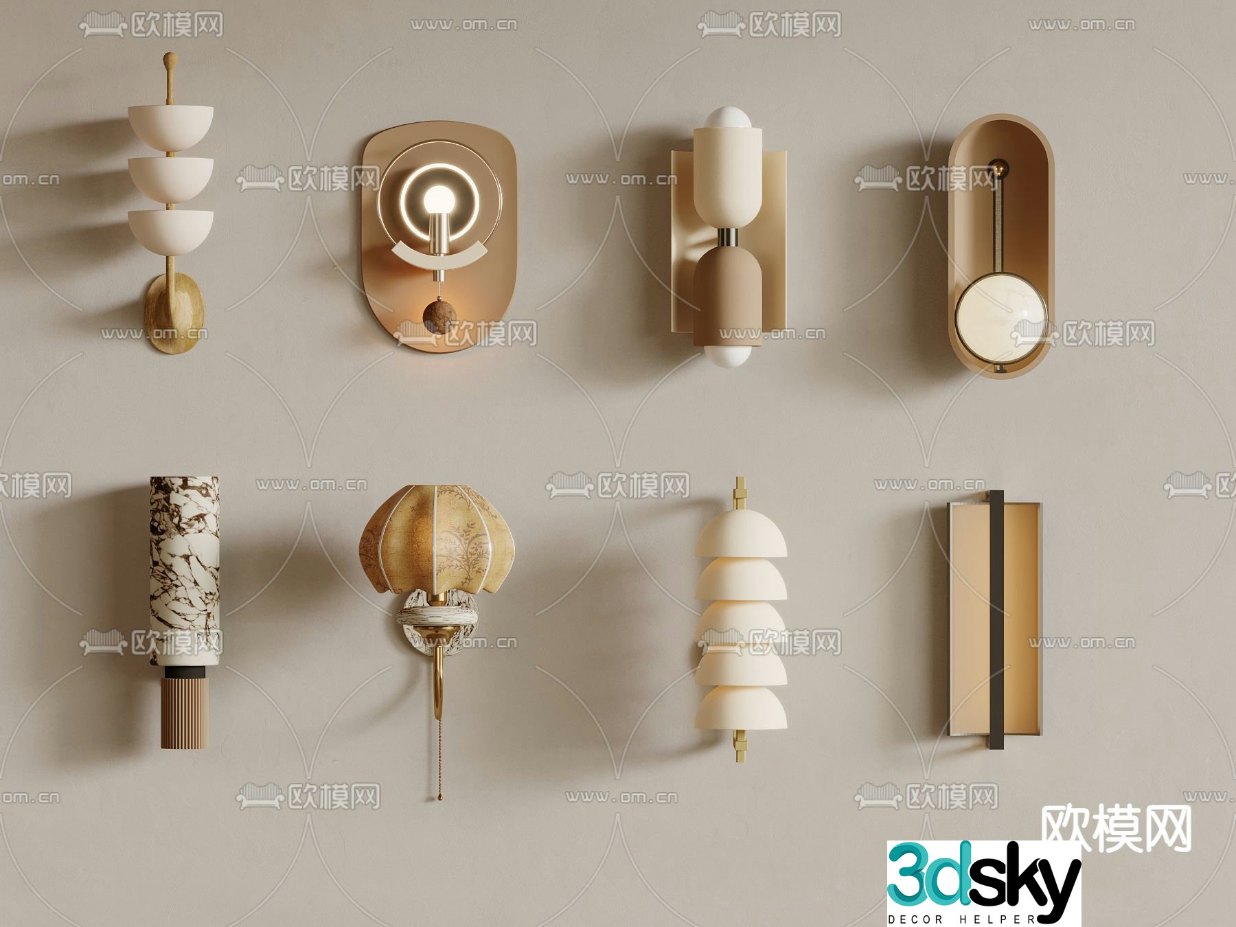 Medieval style wall lamp bedside wall lamp 3d model