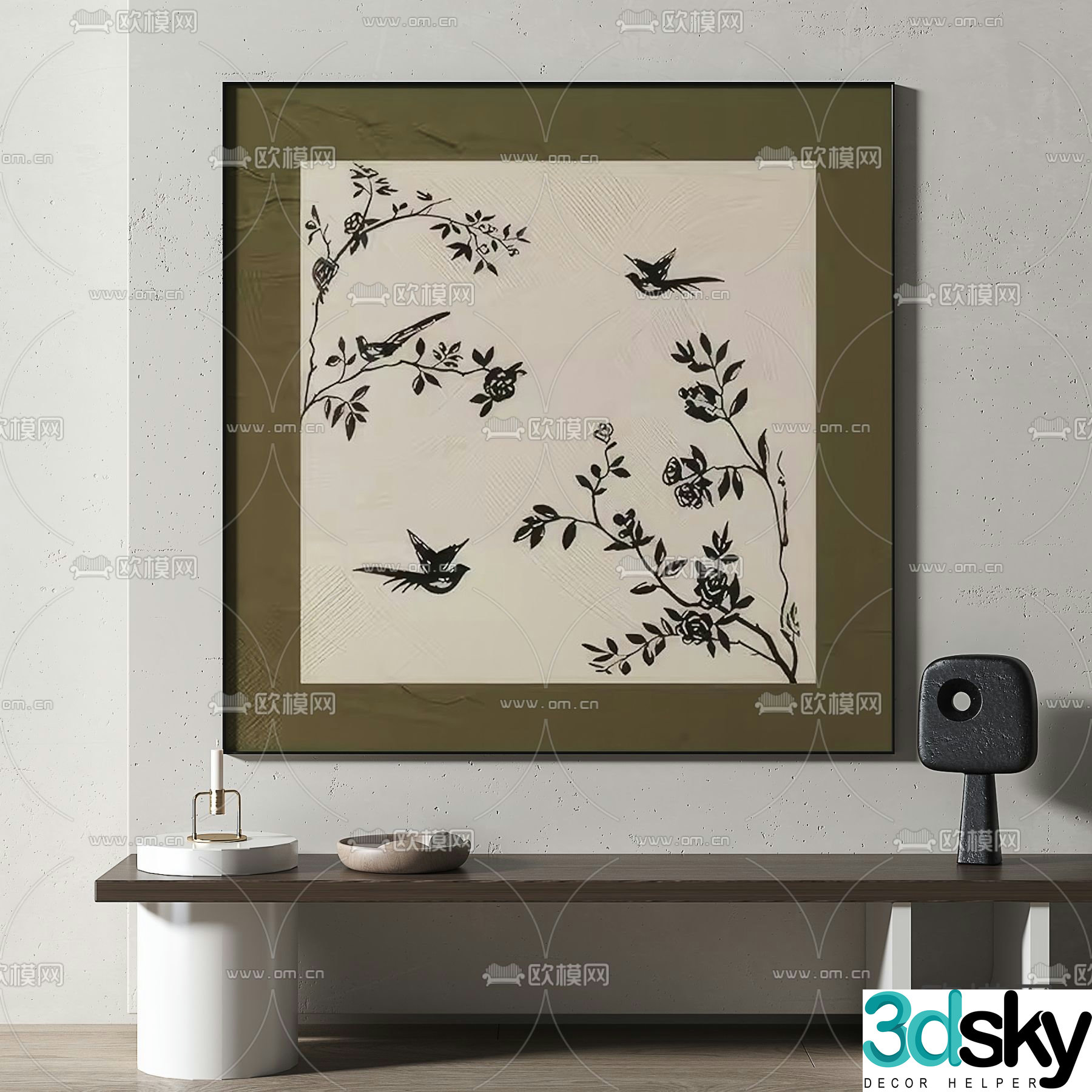 Middle-aged style hanging paintings decorative paintings 3D model
