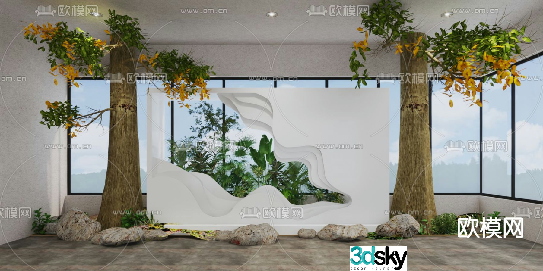 Modern interior landscape 3d model