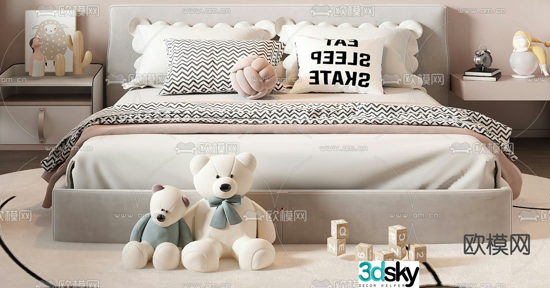 Modern children’s bed girl’s bed kid’s bed 3d model
