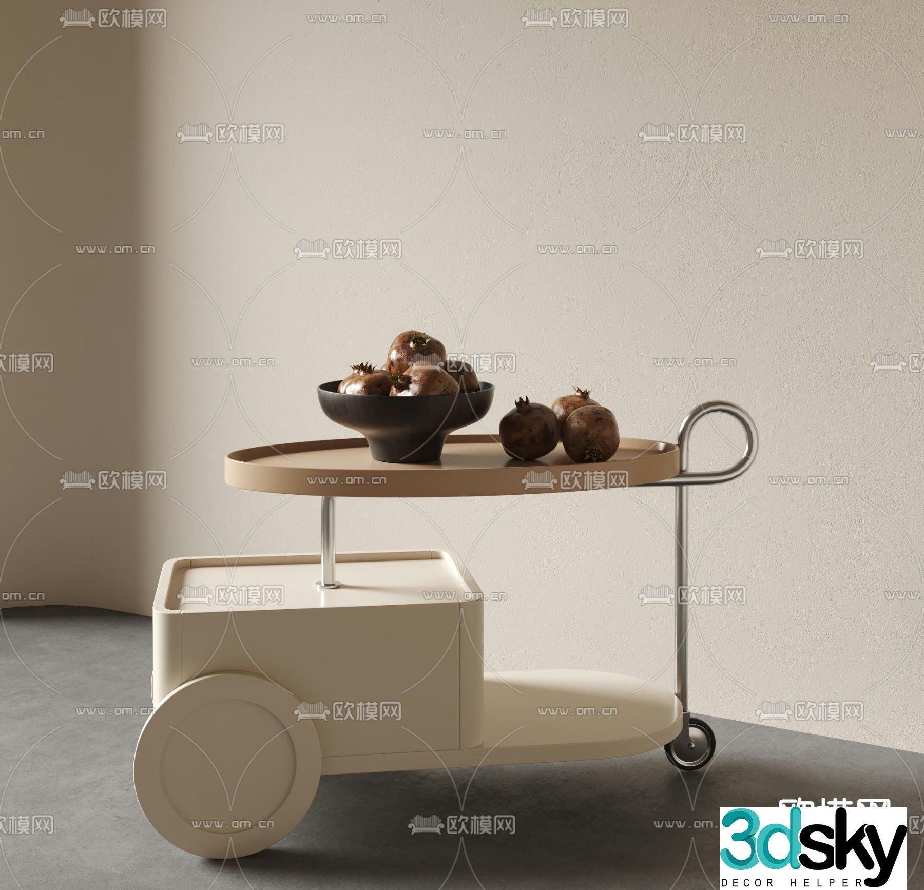 Side table trolley 3d model