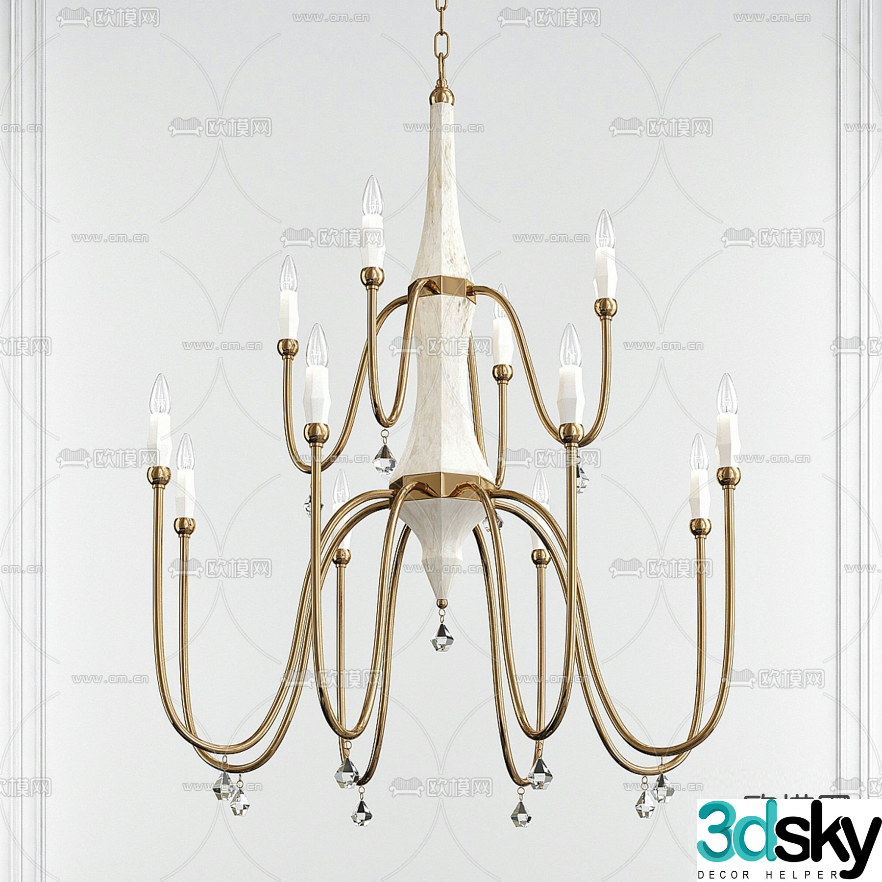 European chandelier crystal chandelier metal chandelier 3d model