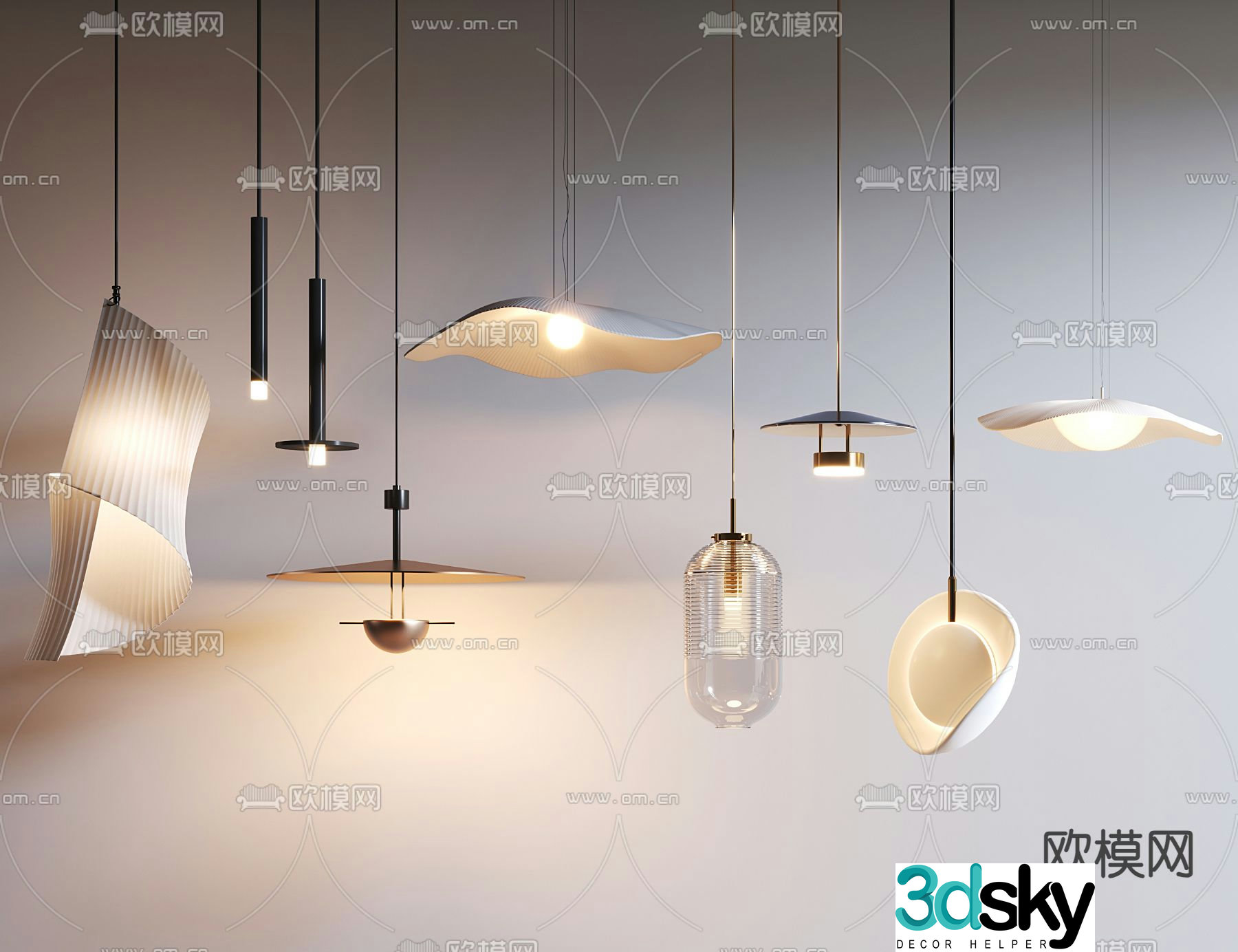 Cream style chandelier glass chandelier 3d model